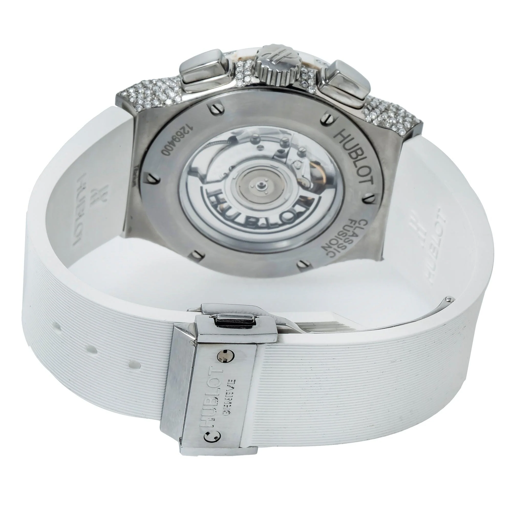 Hublot Classic Fusion Aerofusion 45MM Skeleton Diamond Dial And Bezel With White Rubber Bracelet - Image 6