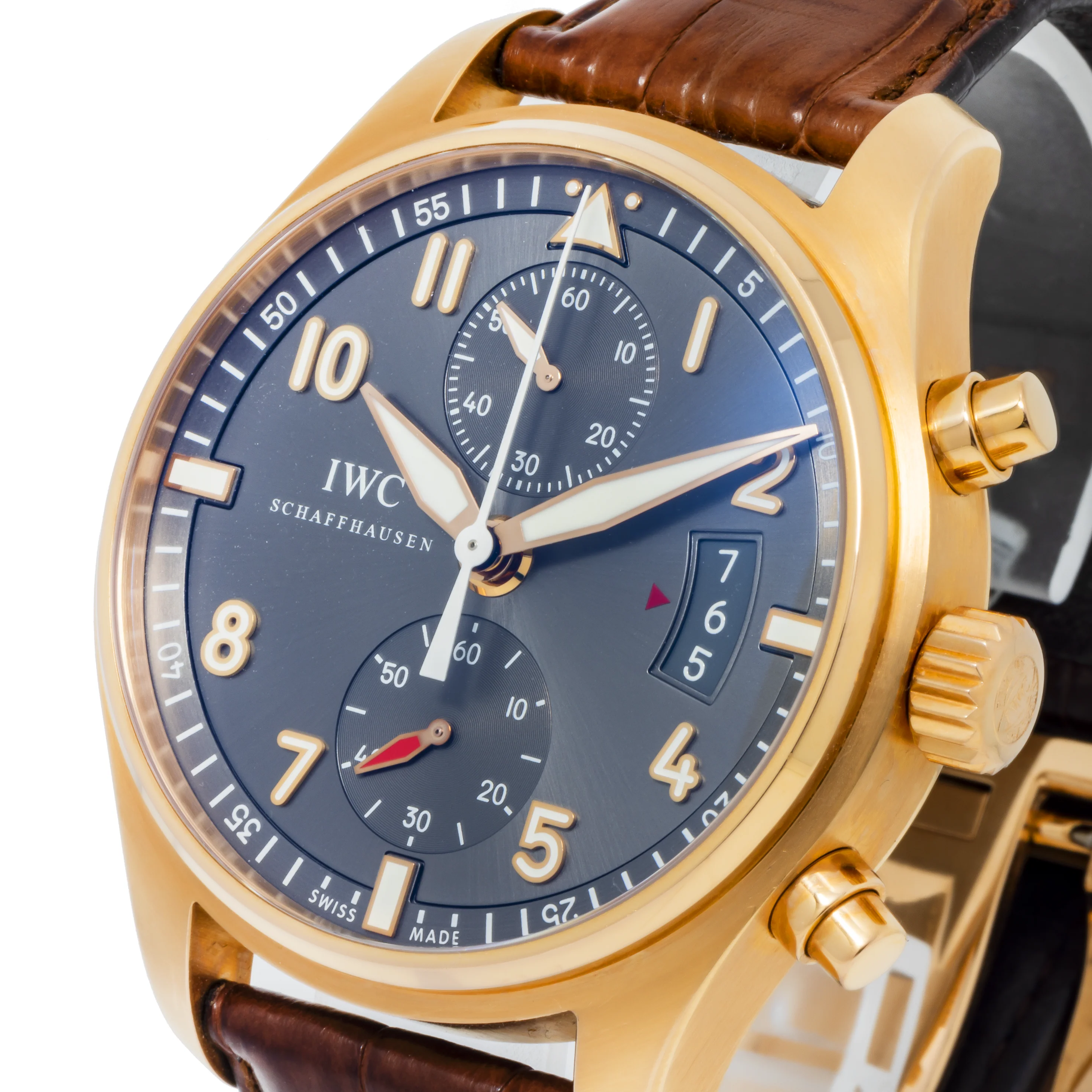 IWC Pilot Spitfire IW387803 43MM Grey Dial With Brown Alligator Bracelet - Image 3
