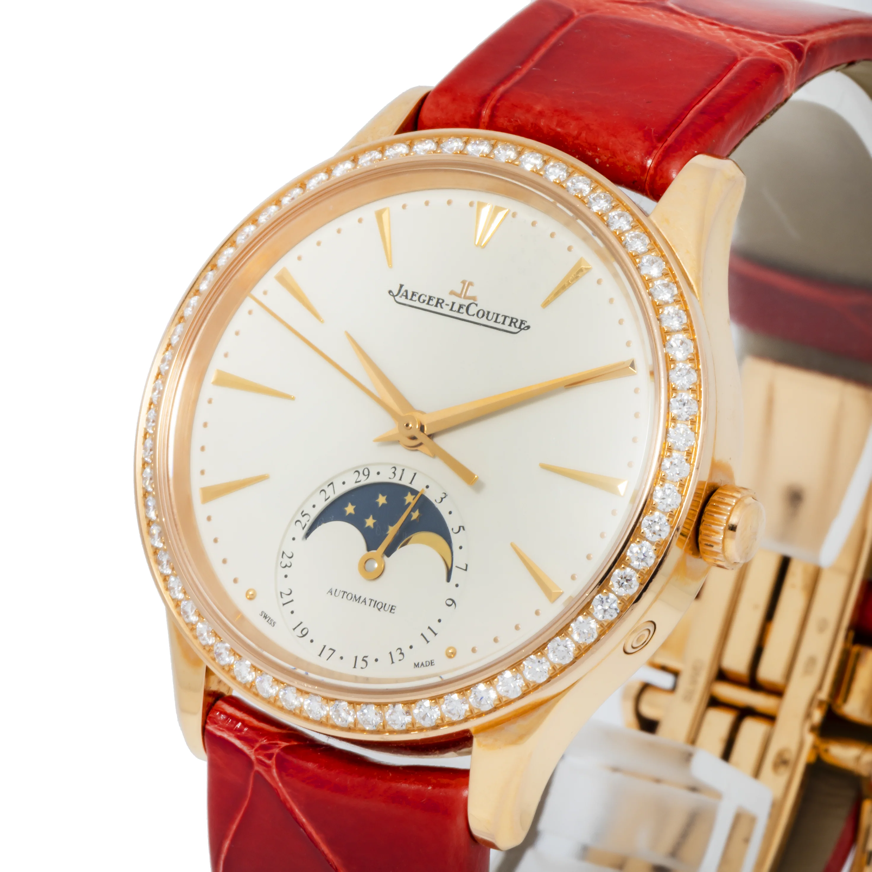 Jaeger LeCoultre Master Ultra Thin 145.2.64.S Q1252501 34MM Silver Dial & Red Leather Bracelet - Image 3