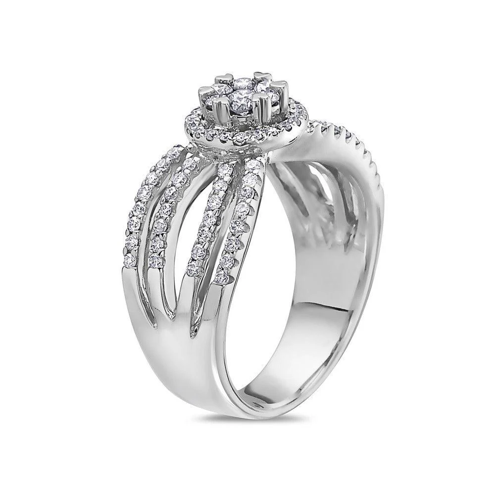 Ladies 14k White Gold Diamond 0.81 CT Right Hand Ring - Image 2