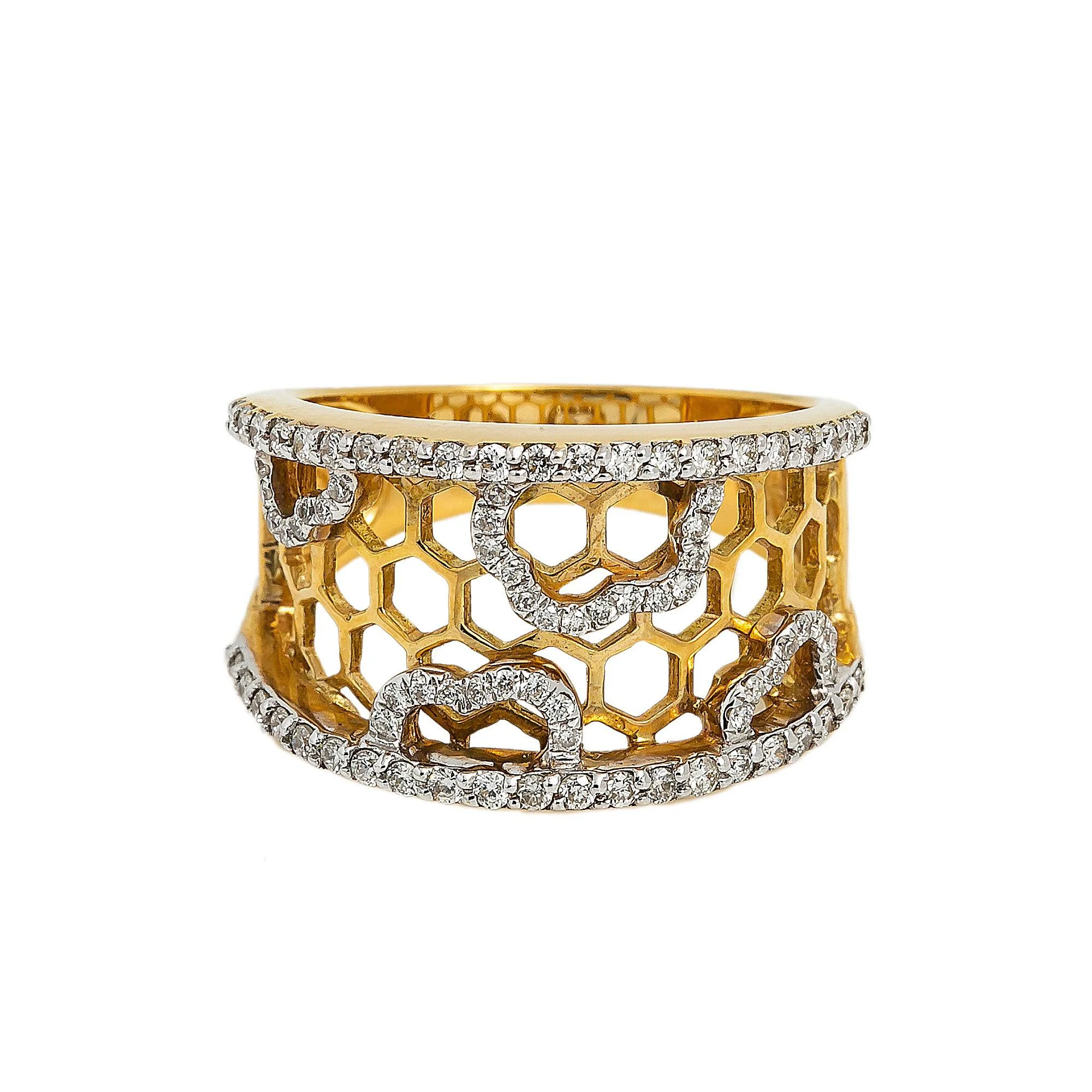 LADIES 18K YELLOW GOLD HAND RING WITH 0.59 CT DIAMONDS - Image 2
