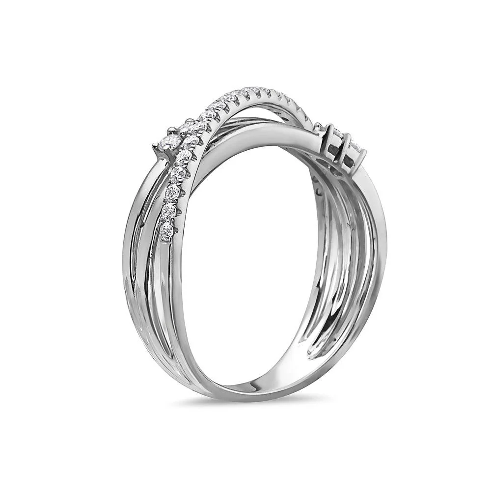 Ladies 18k White Gold Diamond 0.35 CT Right Hand Ring - Image 2