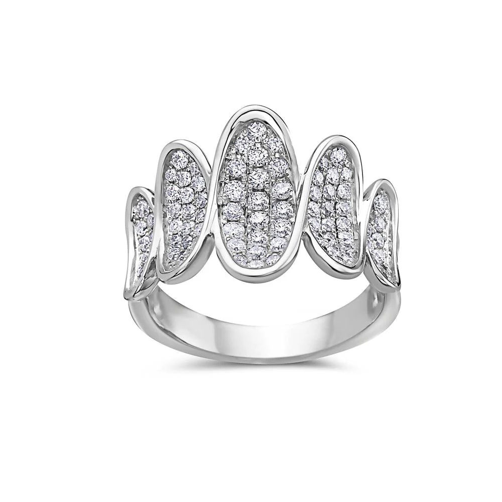 Ladies 18k White Gold Diamond 1 CT Right Hand Ring