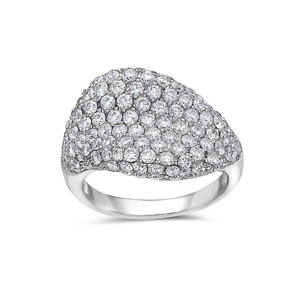 Ladies 14k White Gold Diamond 3.25 CT Right Hand Ring