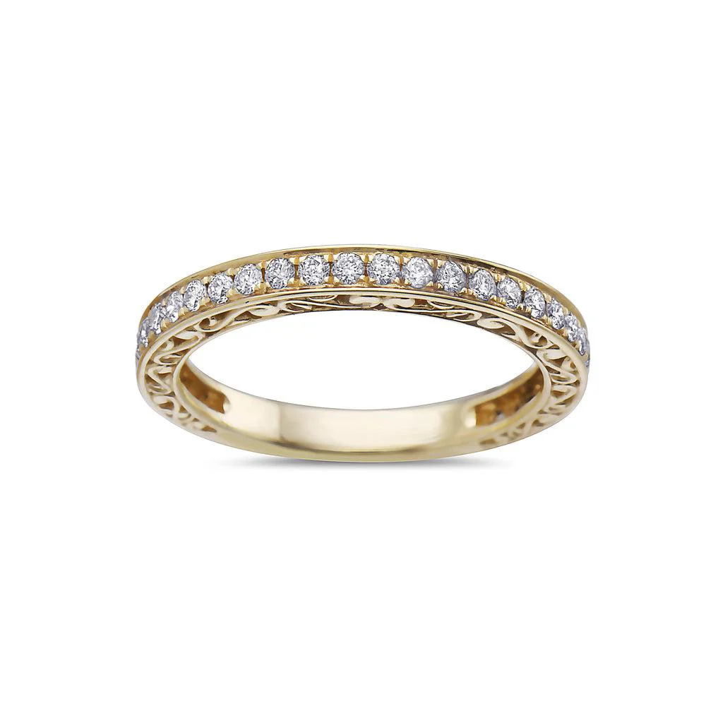 Ladies 18K Yellow Gold Wedding Band with 0.42 CT Diamonds