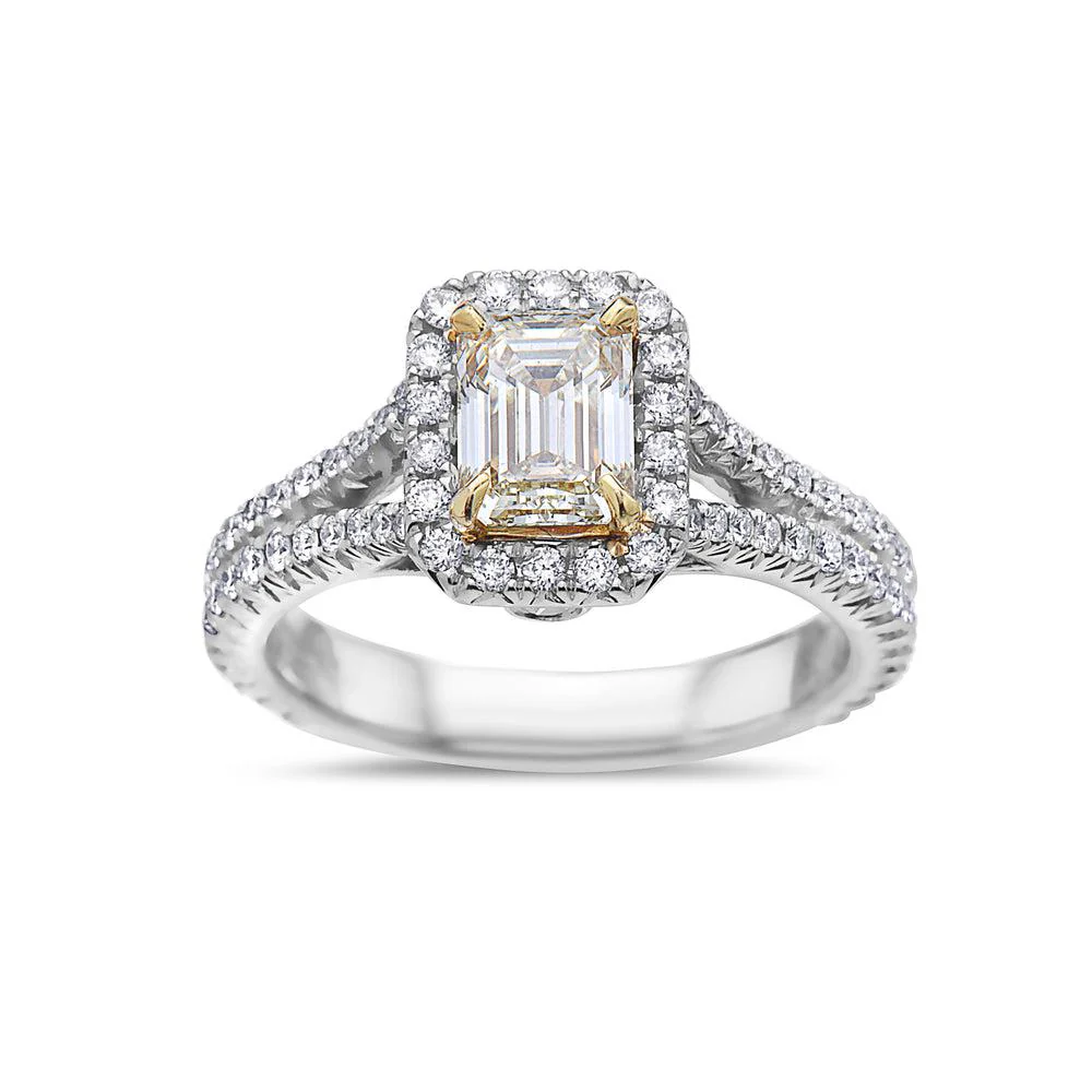 Ladies 18k White Gold Halo Diamond 1.71 CT Engagement Ring