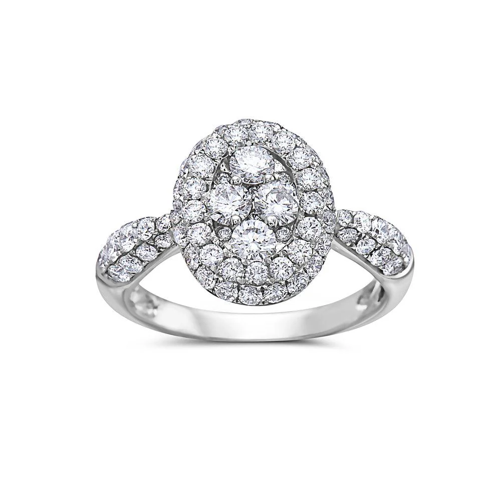 Ladies 18k White Gold Diamond 1.50 CT Right Hand Ring
