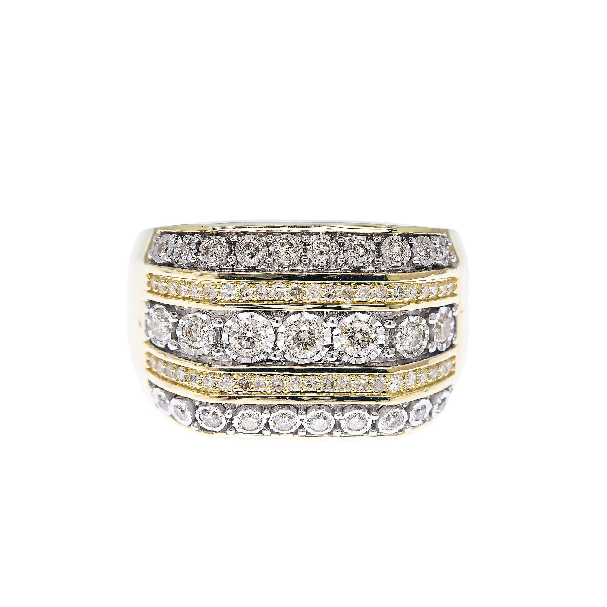 Man's 10K Yellow Gold Ring with 1.23 CT Diamonds