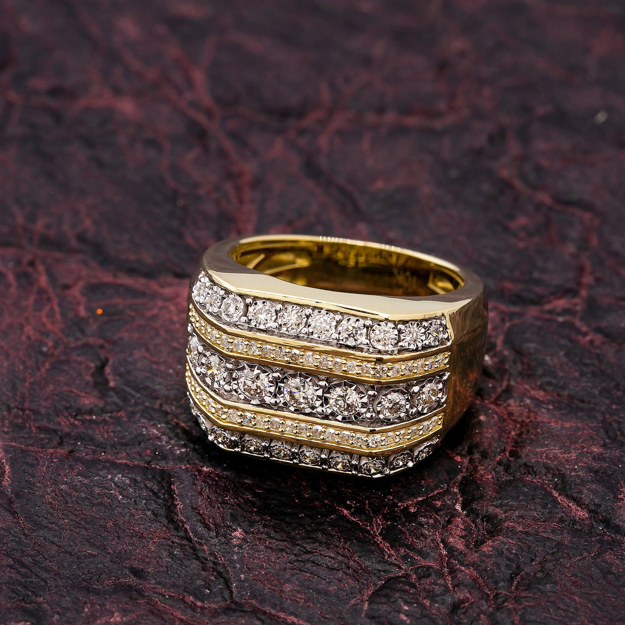 Man's 10K Yellow Gold Ring with 1.23 CT Diamonds - Image 2