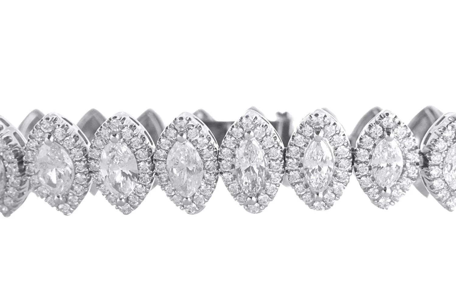 18K White Gold Marquise And Round Diamonds Fancy Bracelet 13.43 CTW - Image 4
