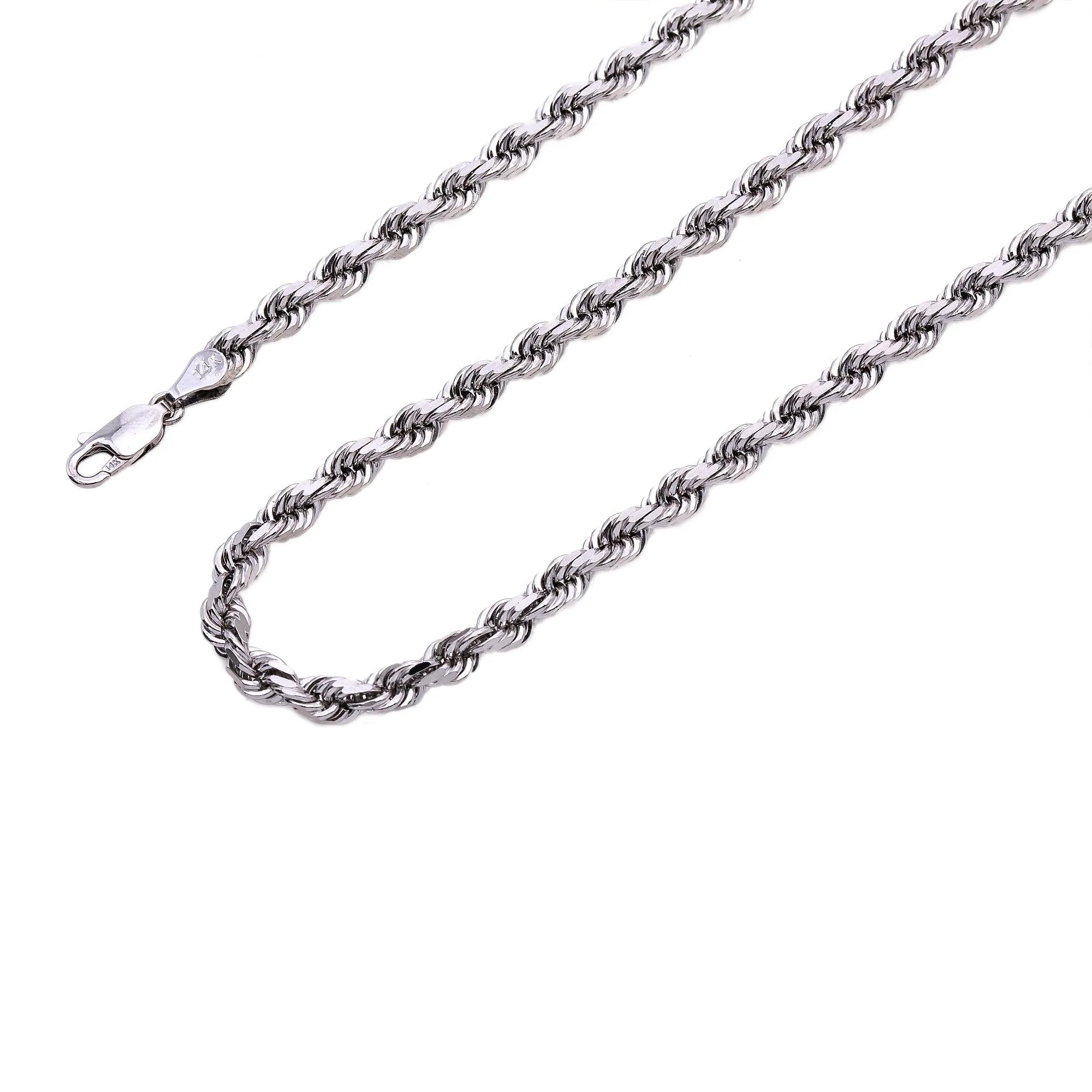 10K WHITE GOLD HOLLOW ROPE CHAIN - Image 4