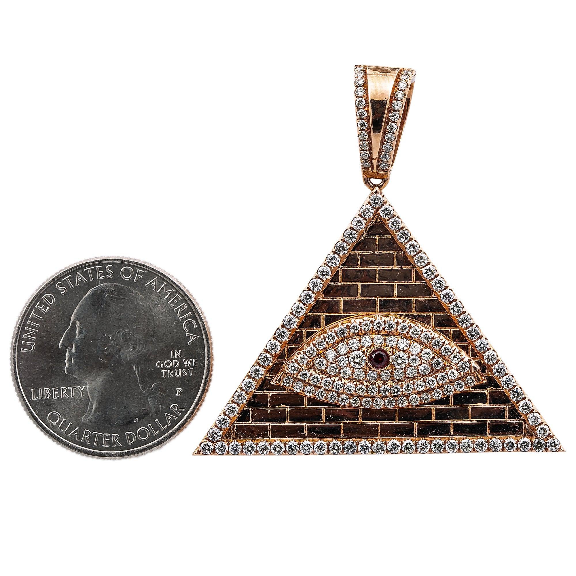 14K Rose Gold Eye of Providence Pendant with 1.92 CT Diamonds - Image 2