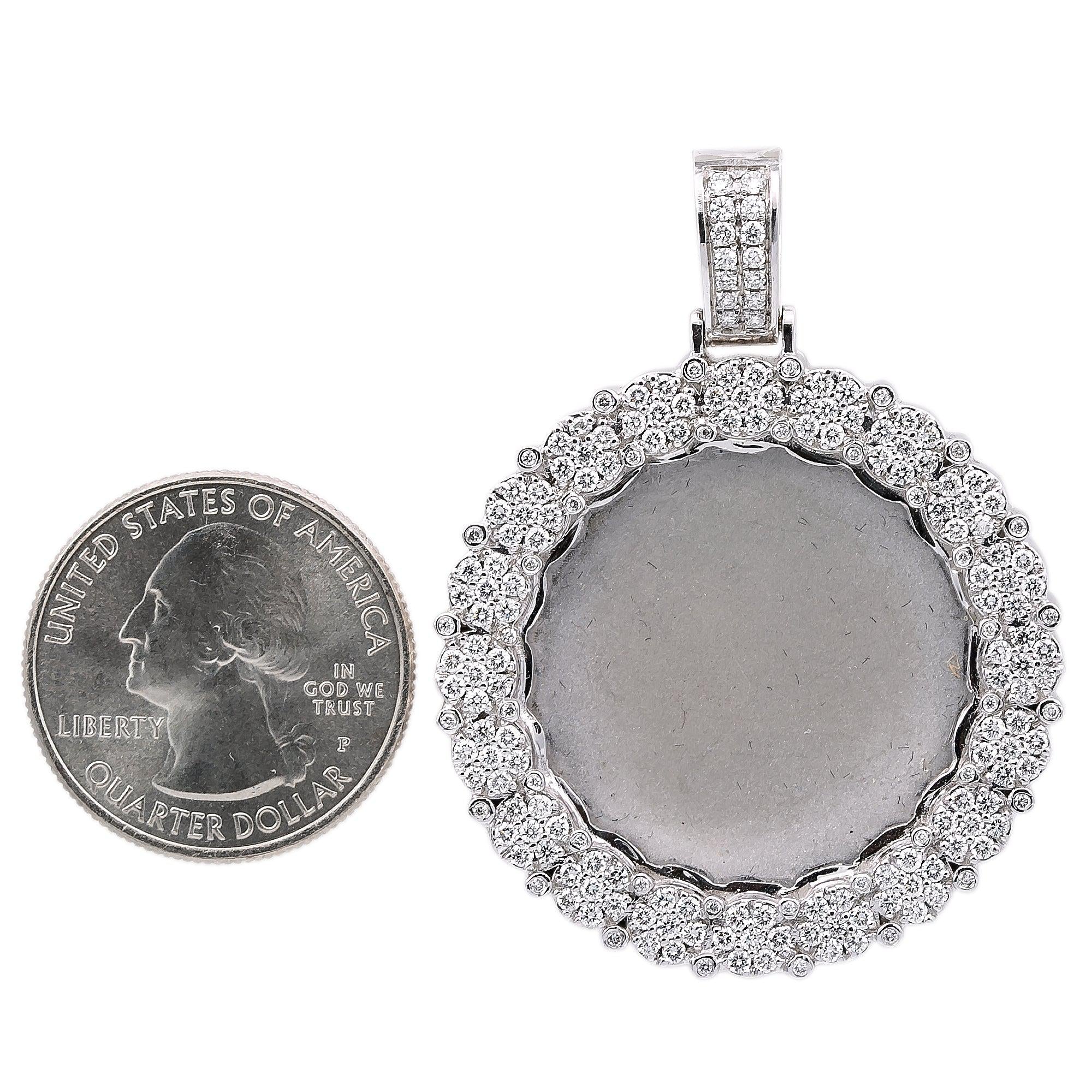 14K WHITE GOLD ROUND DIAMOND PICTURE PENDANT 1.70 CT - Image 3