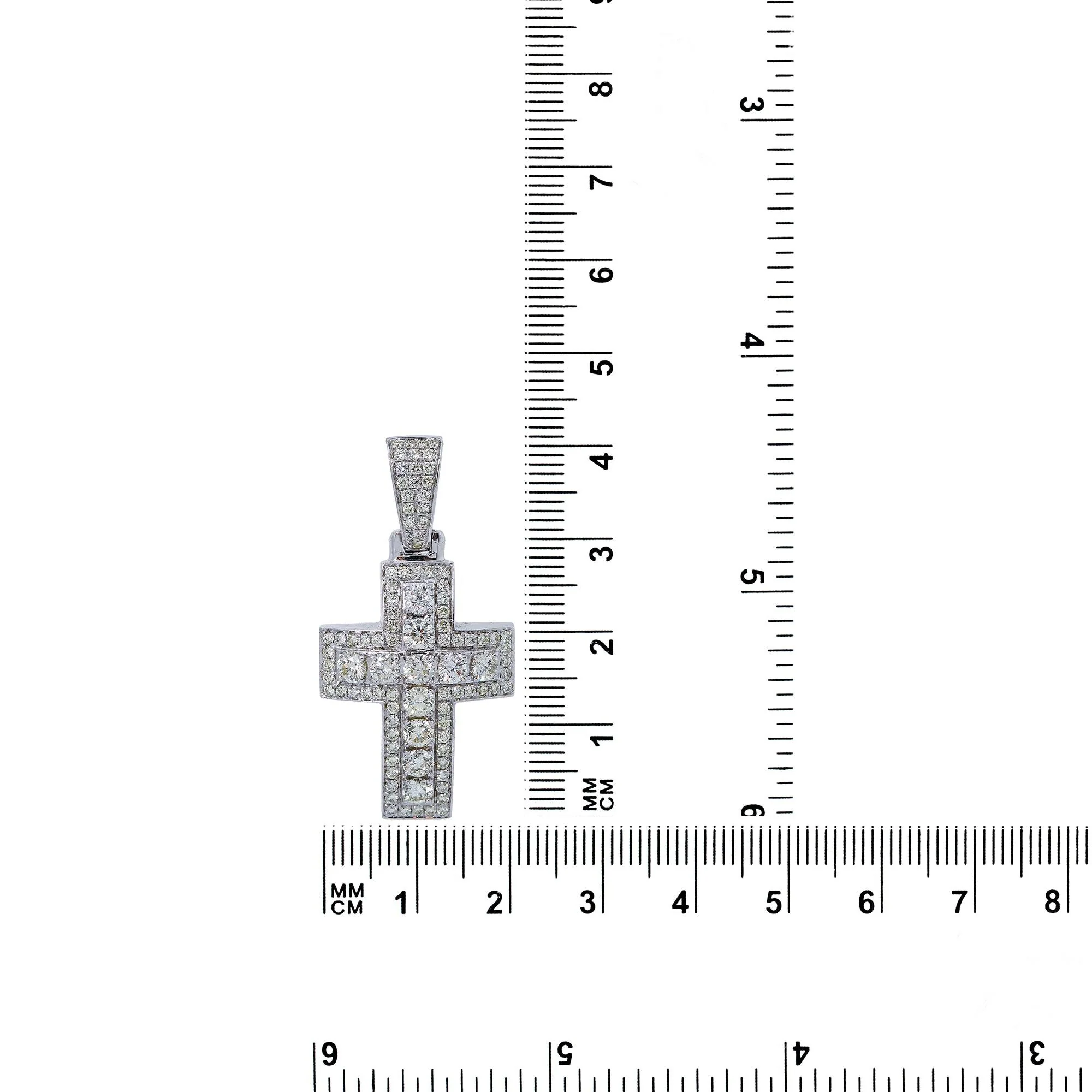 Unisex 14K White Gold Cross Pendant with 2.46 CT Diamonds - Image 3