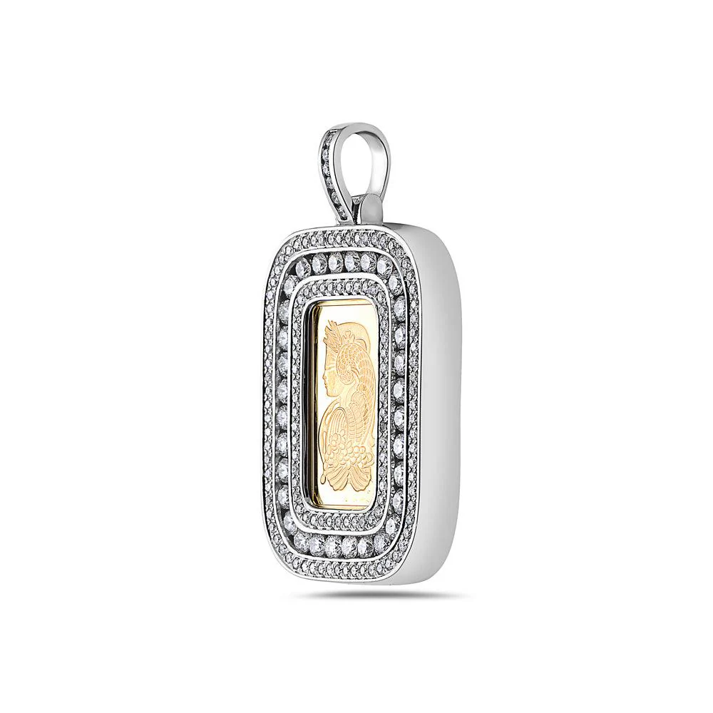 Men's 14K White Gold Fortuna Pendant with 3.20 CT Diamonds - Image 2