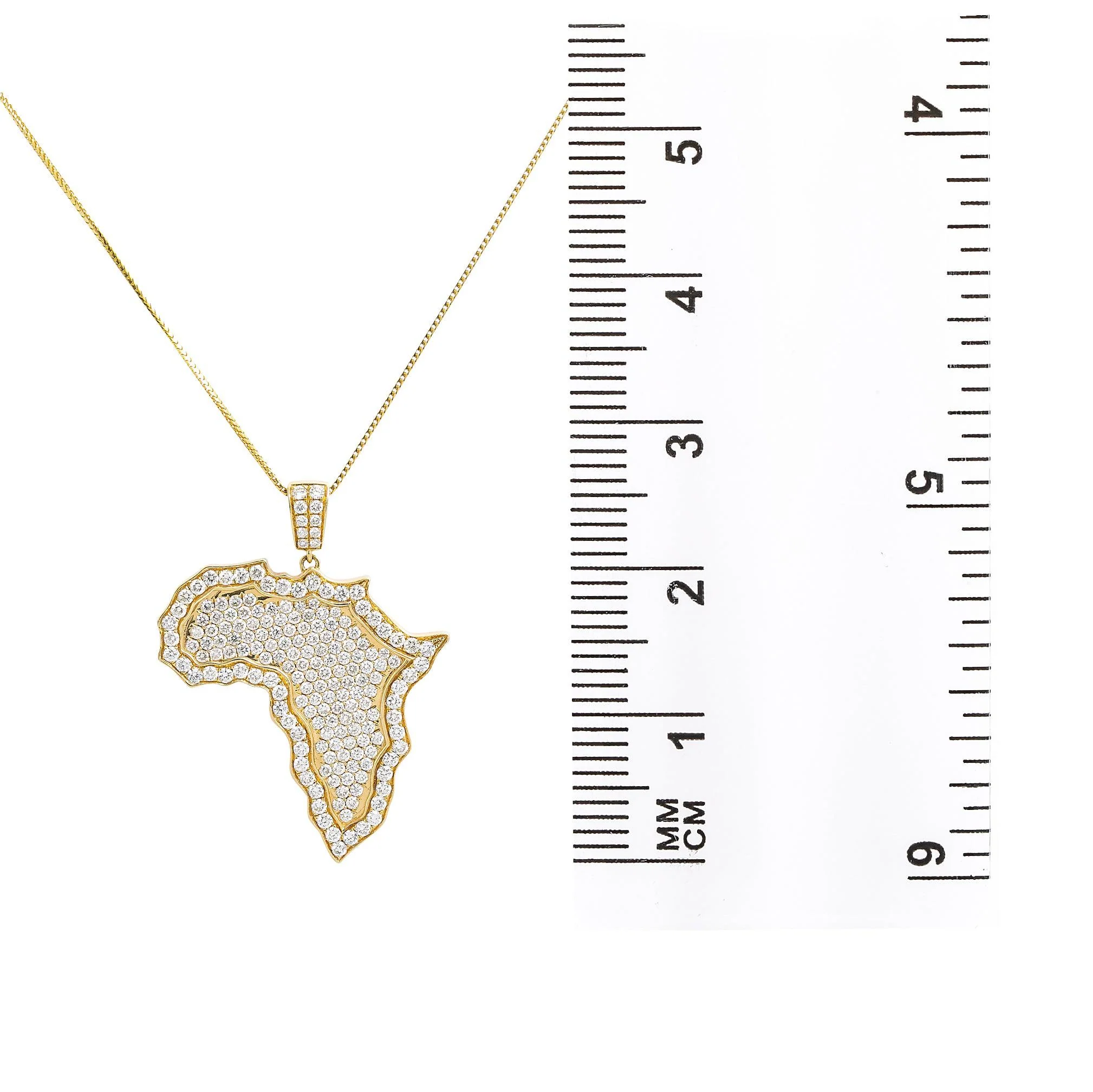 Unisex 14K Yellow Gold Africa Pendant with 1.85 CT Diamonds - Image 3