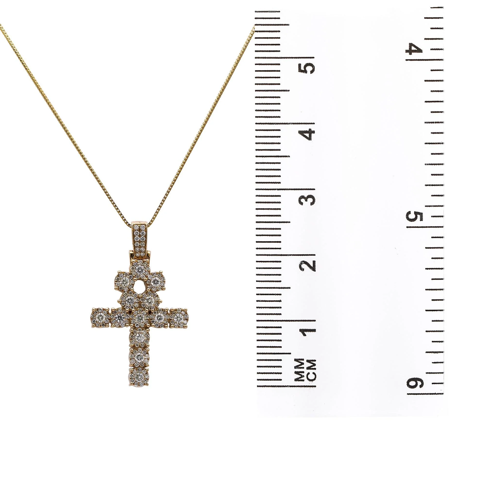 Men's 14K Yellow Gold Ankh Pendant with 1.85 CT Diamonds - Image 4