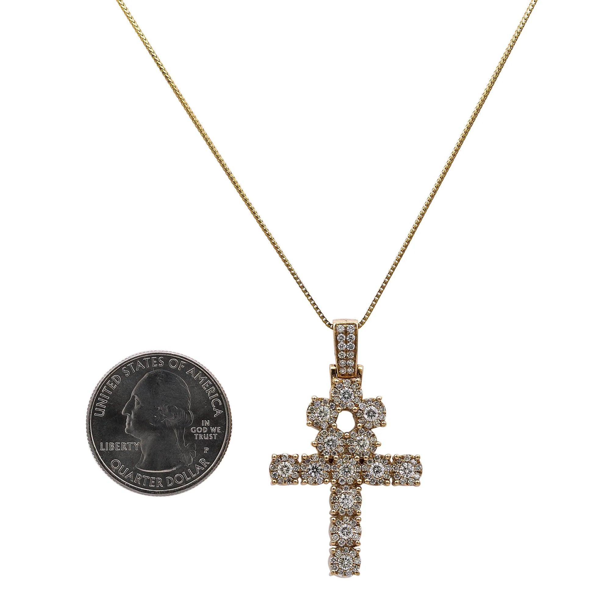 Men's 14K Yellow Gold Ankh Pendant with 1.85 CT Diamonds - Image 5