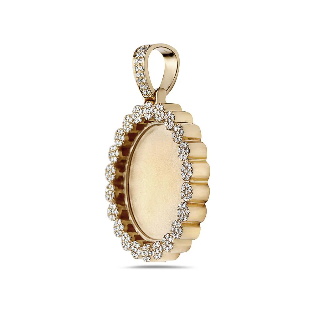 14K YELLOW GOLD ROUND DIAMOND PICTURE PENDANT 1.76 CT - Image 2