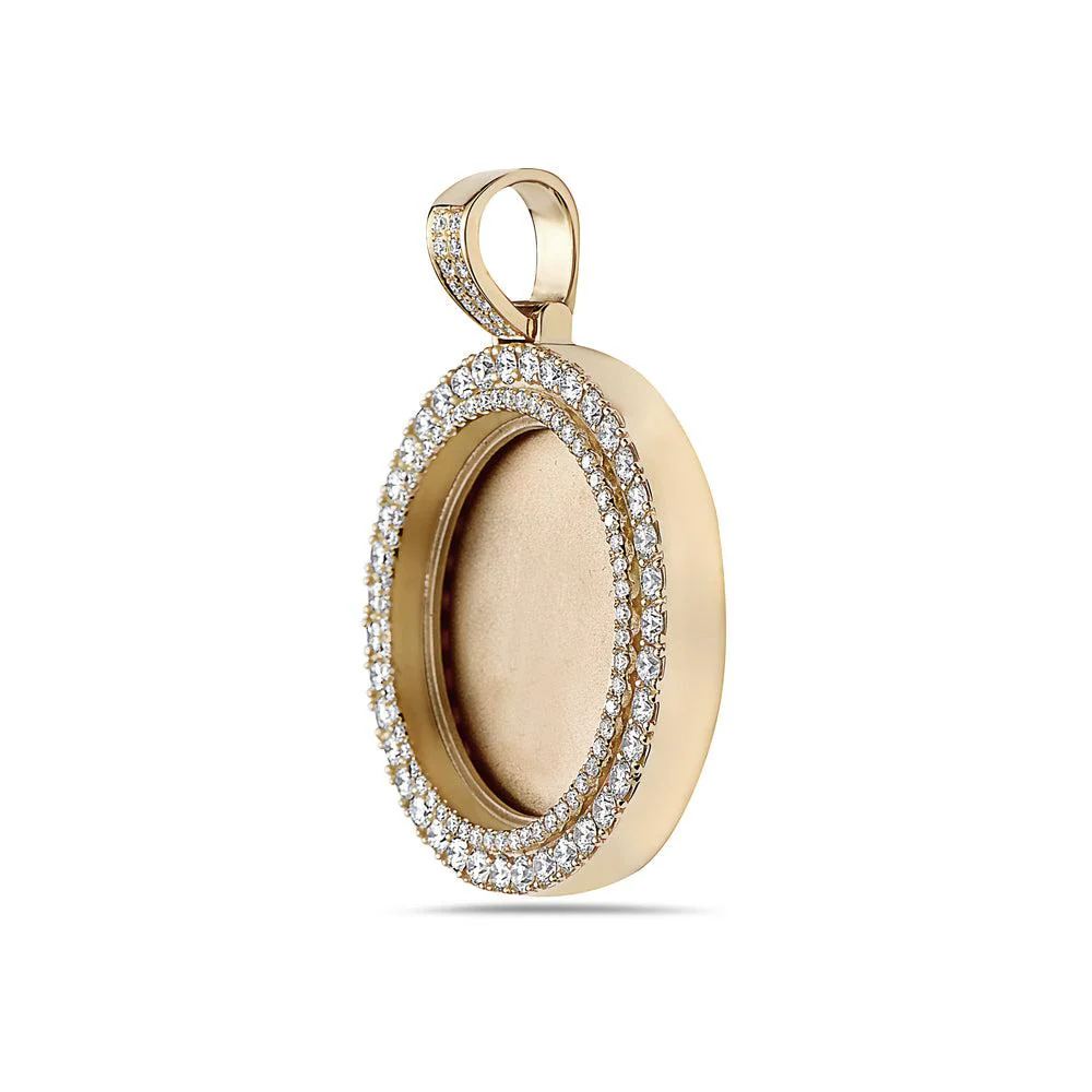 14K YELLOW GOLD ROUND DIAMOND PICTURE PENDANT 3.70 CT - Image 2