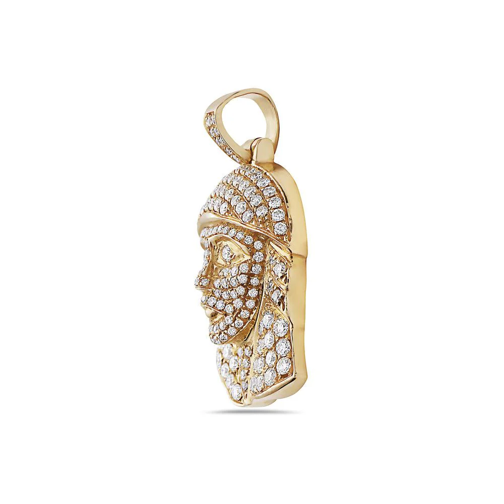 Men's 14K Yellow Gold Jesus Head Pendant with 1.54 CT Diamonds - Image 2