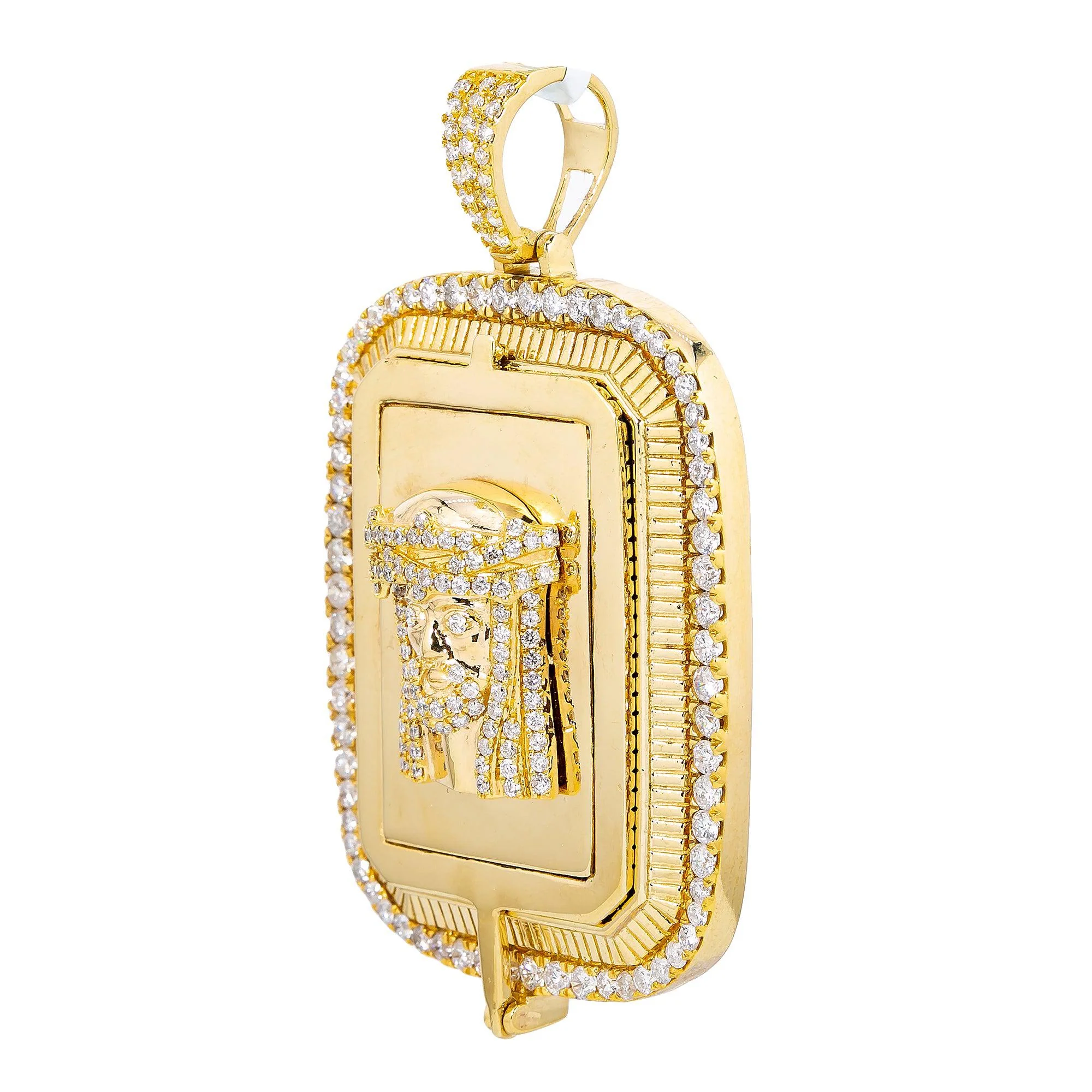 Men's 14K Yellow Gold Jesus Head Pendant with 3.86 CT Diamonds - Image 2