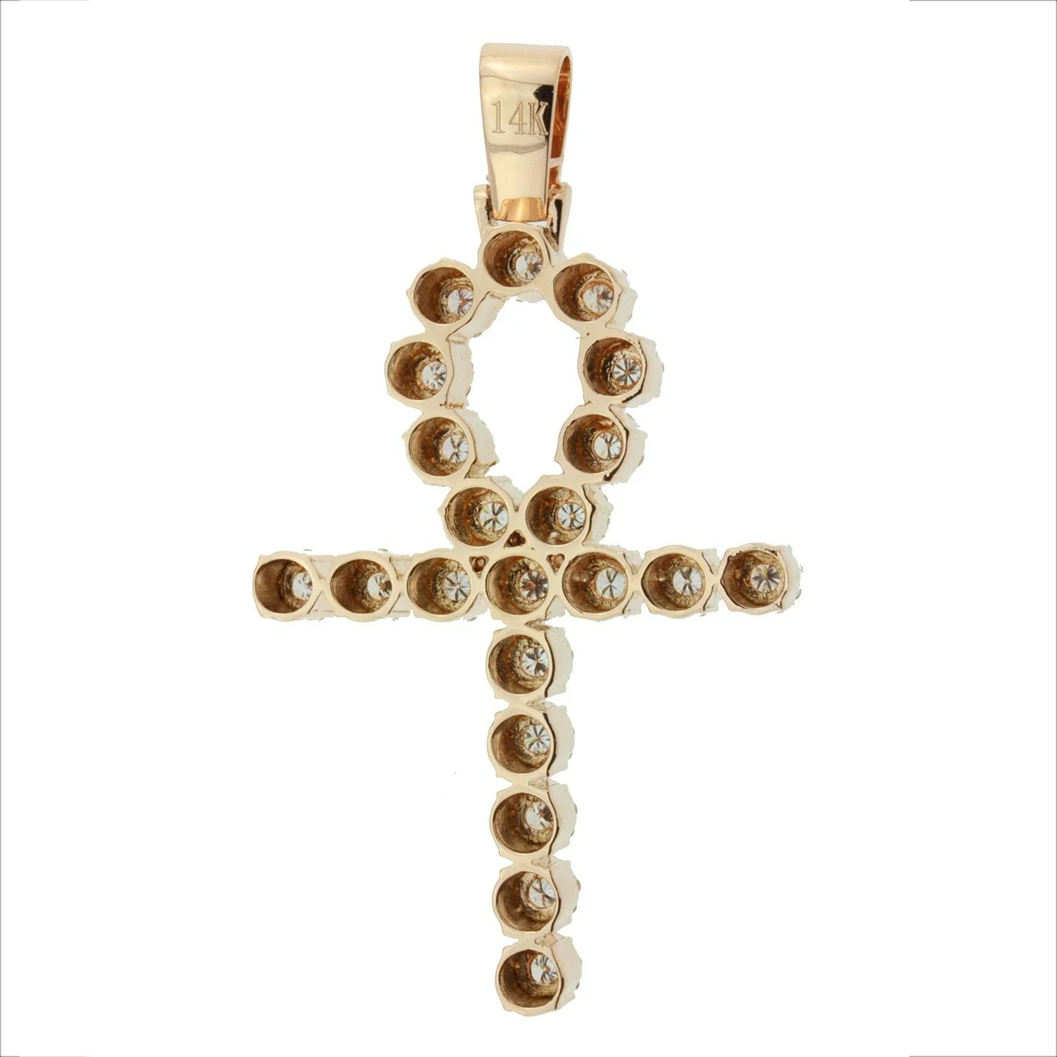 Men's Yellow Gold Diamond Ankh Pendant - Image 2