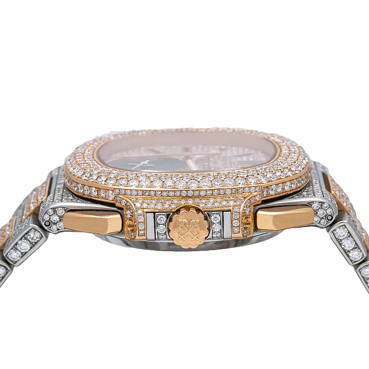 Patek Philippe Nautilus 40.5MM 5980/1AR Diamond Paved Dial Diamond Paved Bezel Two Tone 18K Rose Gold Full Diamond Bracelet 23.5ct - Image 6