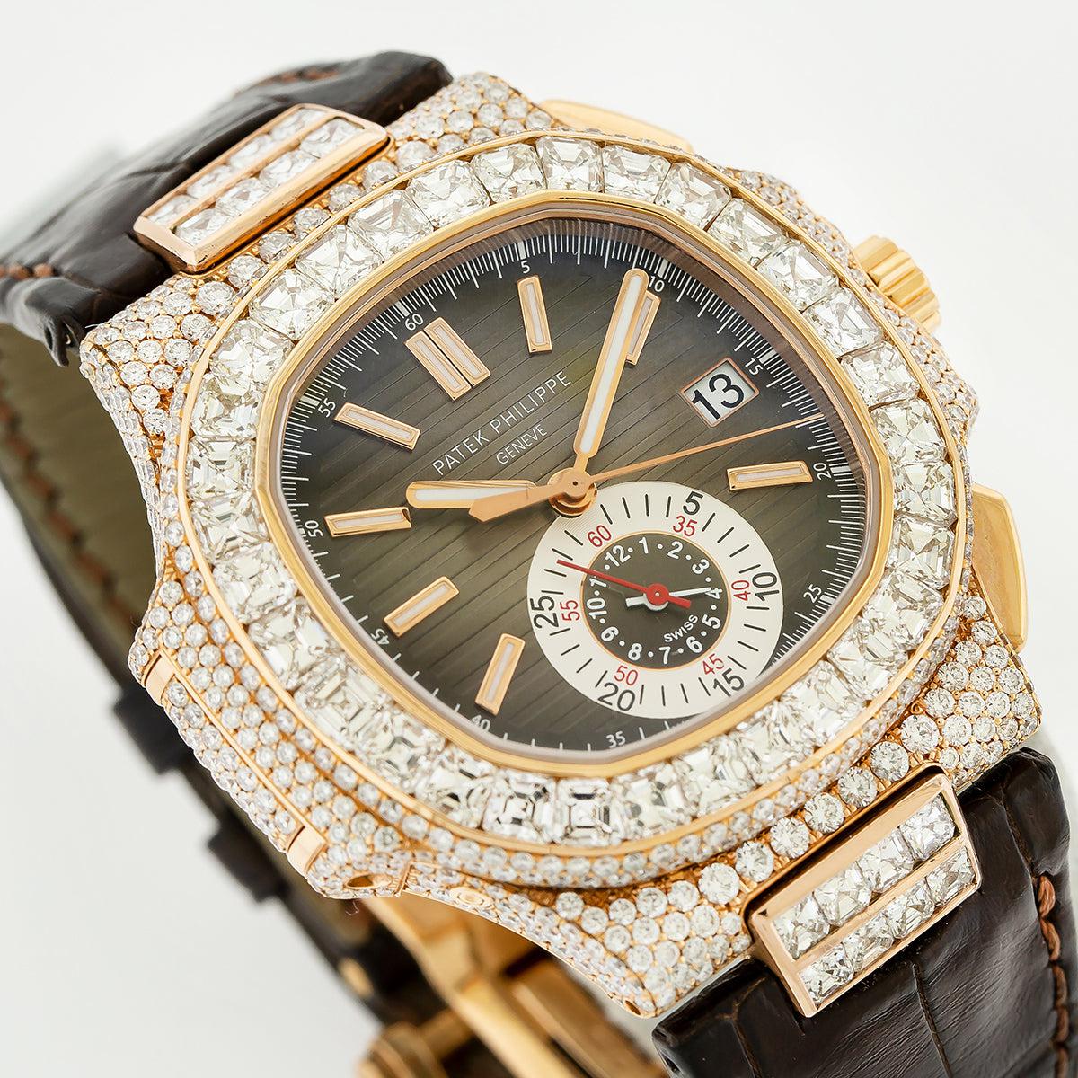 Patek Philippe Nautilus 40.5MM 5980R-001 Brown Dial Rose Gold Bezel Brown Alligator Leather Strap 14.5ct - Image 3