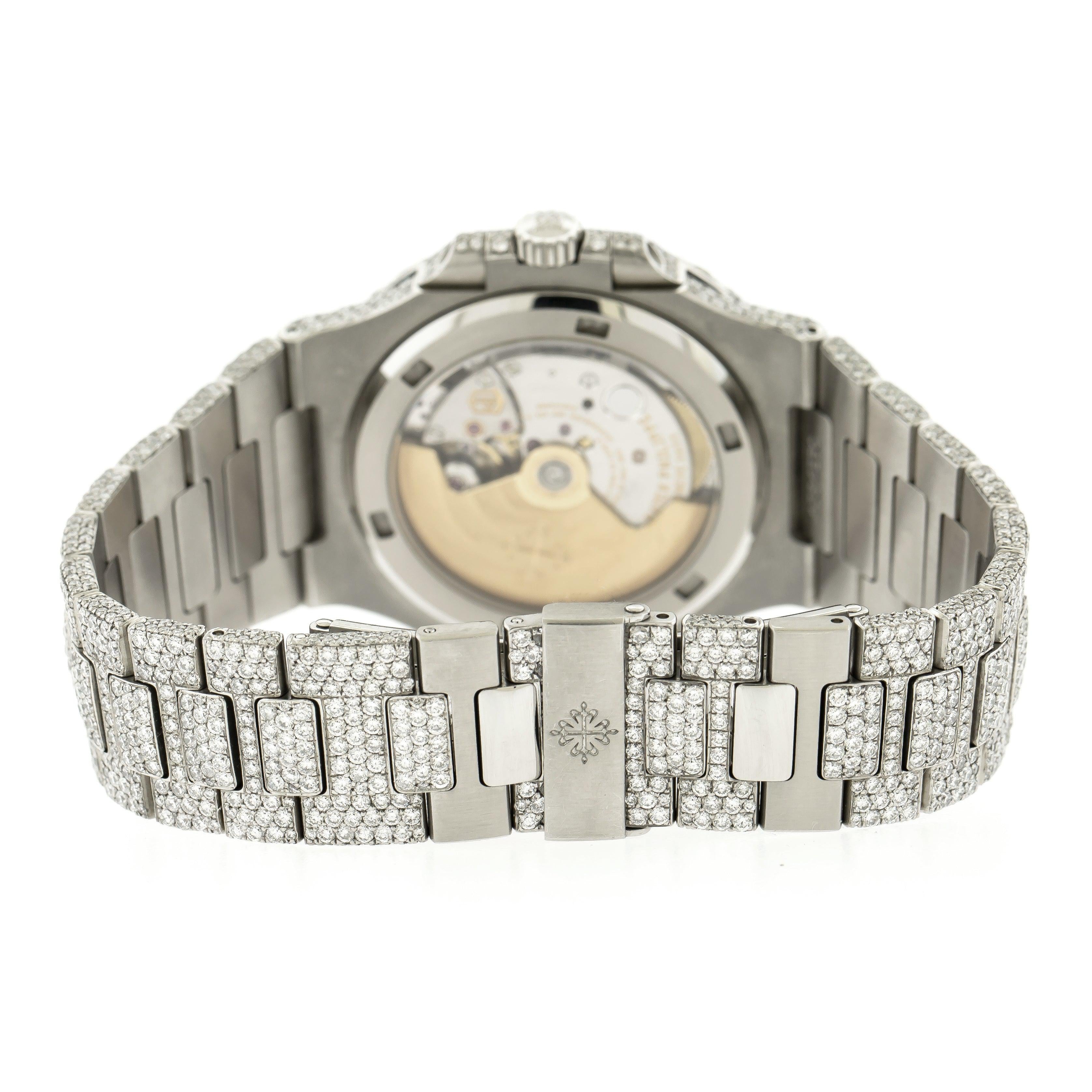 Patek Philippe Nautilus 40MM 5711/1A-010 Diamond Paved Diamond Dial Diamond Paved Bezel Stainless Steel Full Diamond Bracelet 21.5ct - Image 4