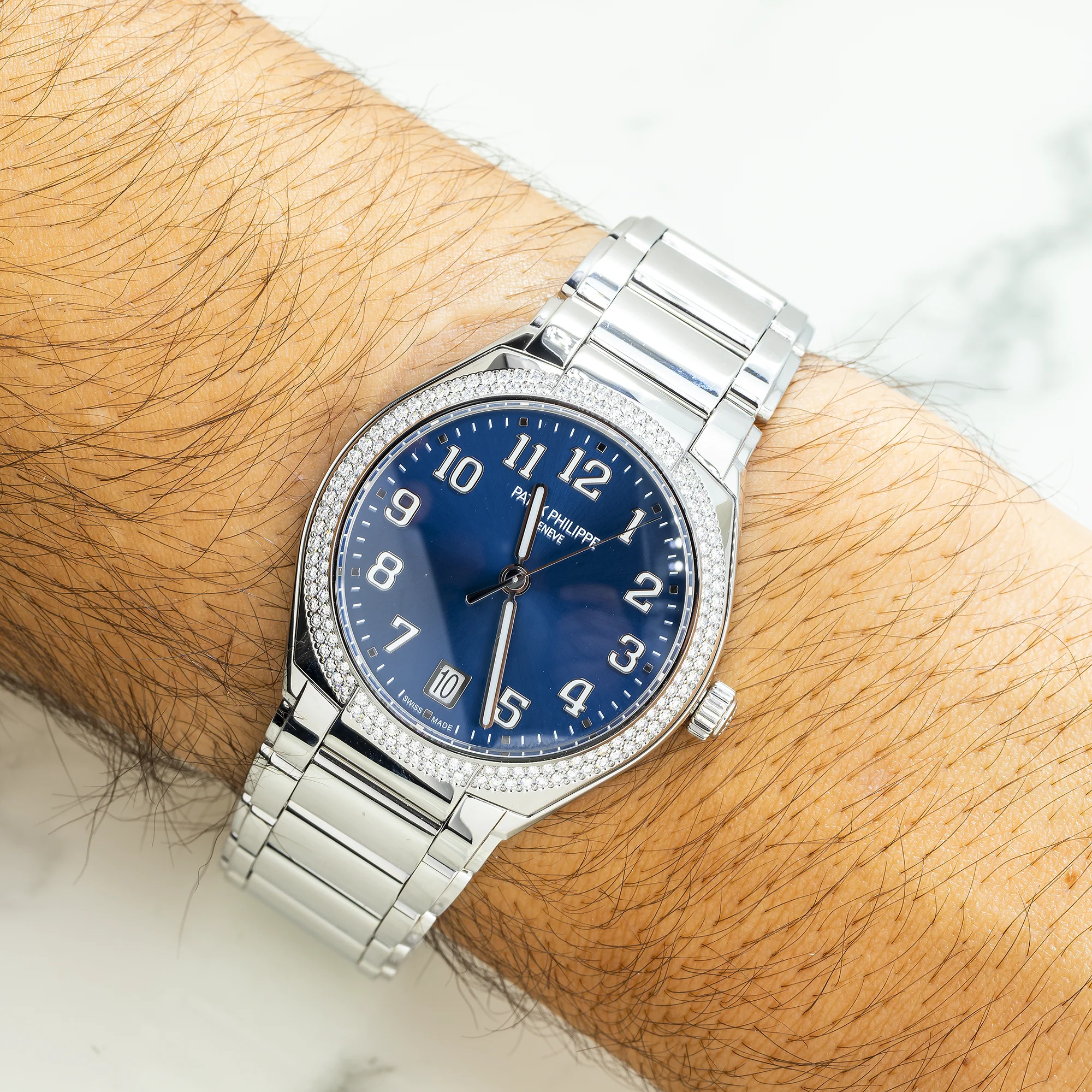 Patek Philippe Twenty~4 36MM 7300/1200A-001 Blue Arabic Dial Diamond Paved Bezel Stainless Steel Bracelet - Image 2