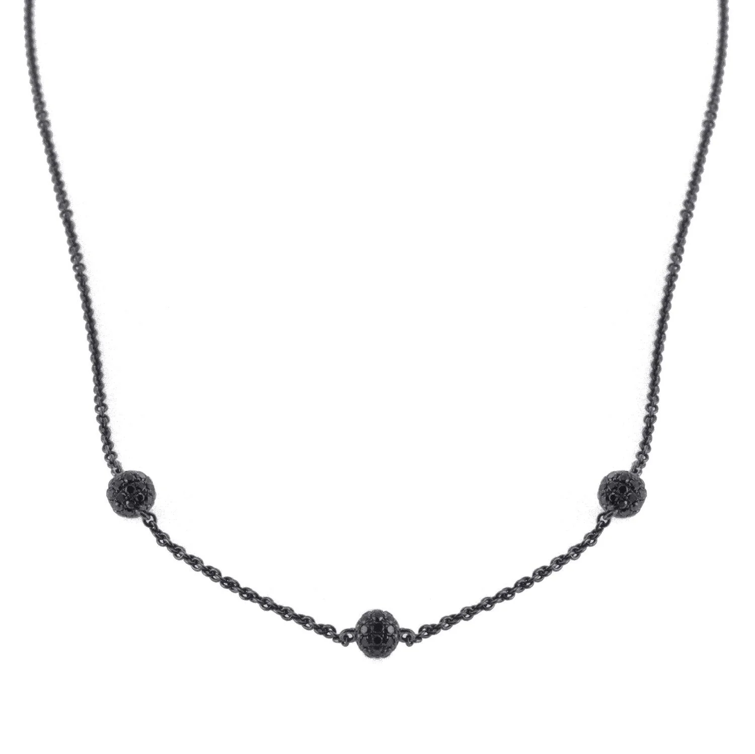 14K PVD Coated Chain with Diamond Balls Total CT Weight is 1.35CT
