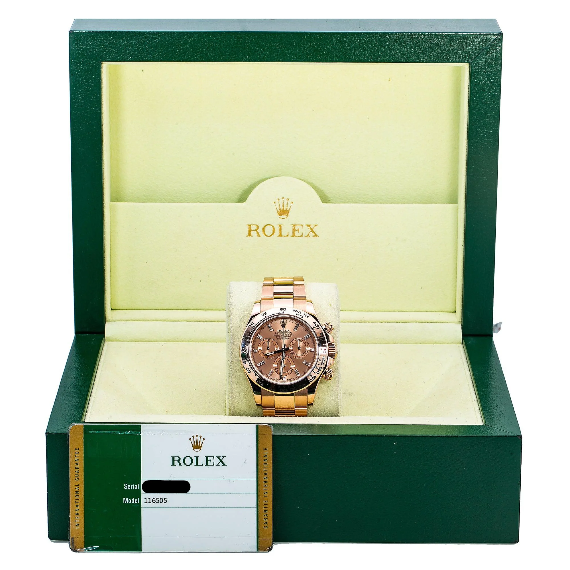 Rolex Cosmograph Daytona 40MM 116505 Everose Baguette Diamond Dial Tachymeter Bezel 18K Rose Gold Oyster Bracelet - Image 6