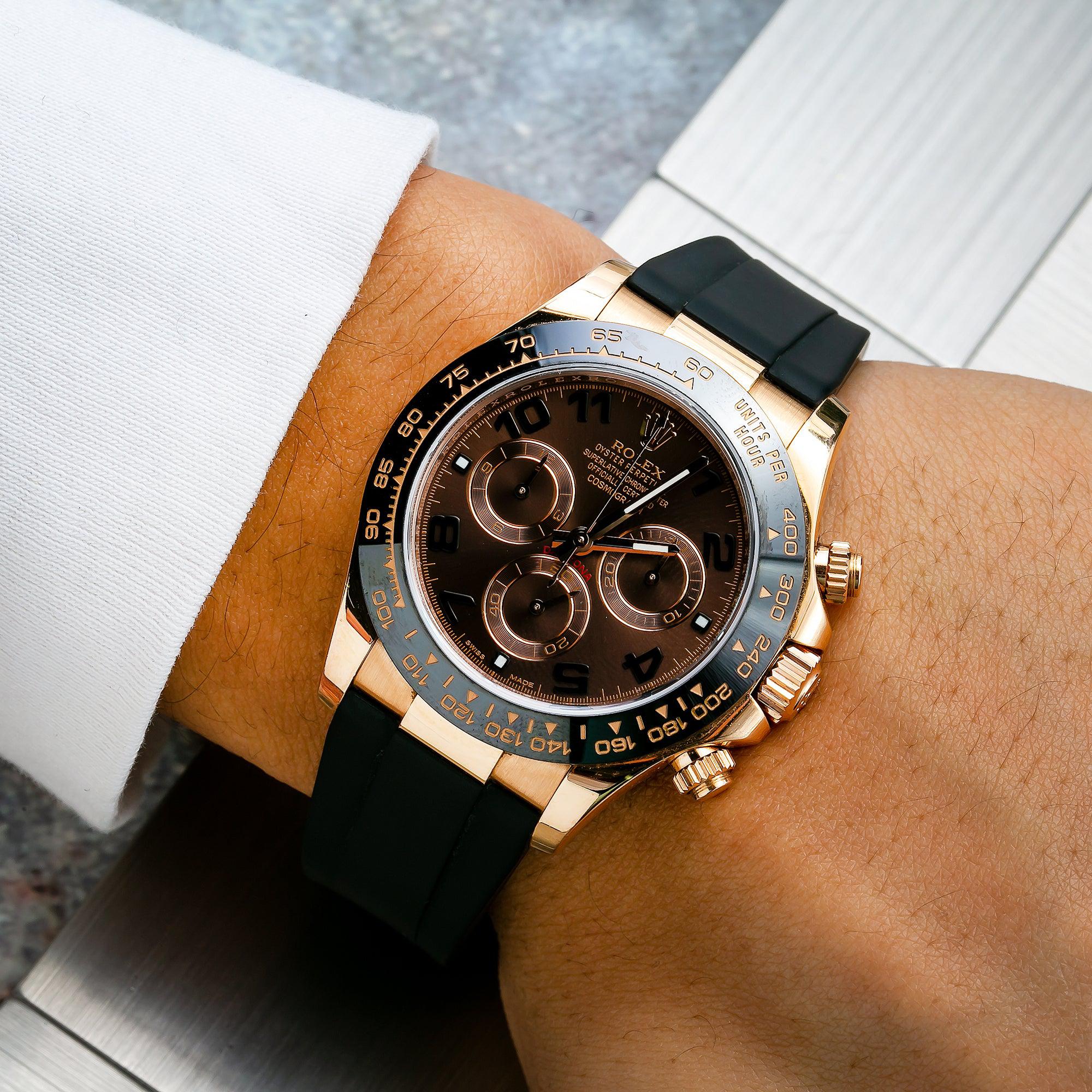 Rolex Cosmograph Daytona 40MM 116515 Chocolate Arabic Dial Black Ceramic Tachymeter Bezel Black Rubber Strap - Image 2