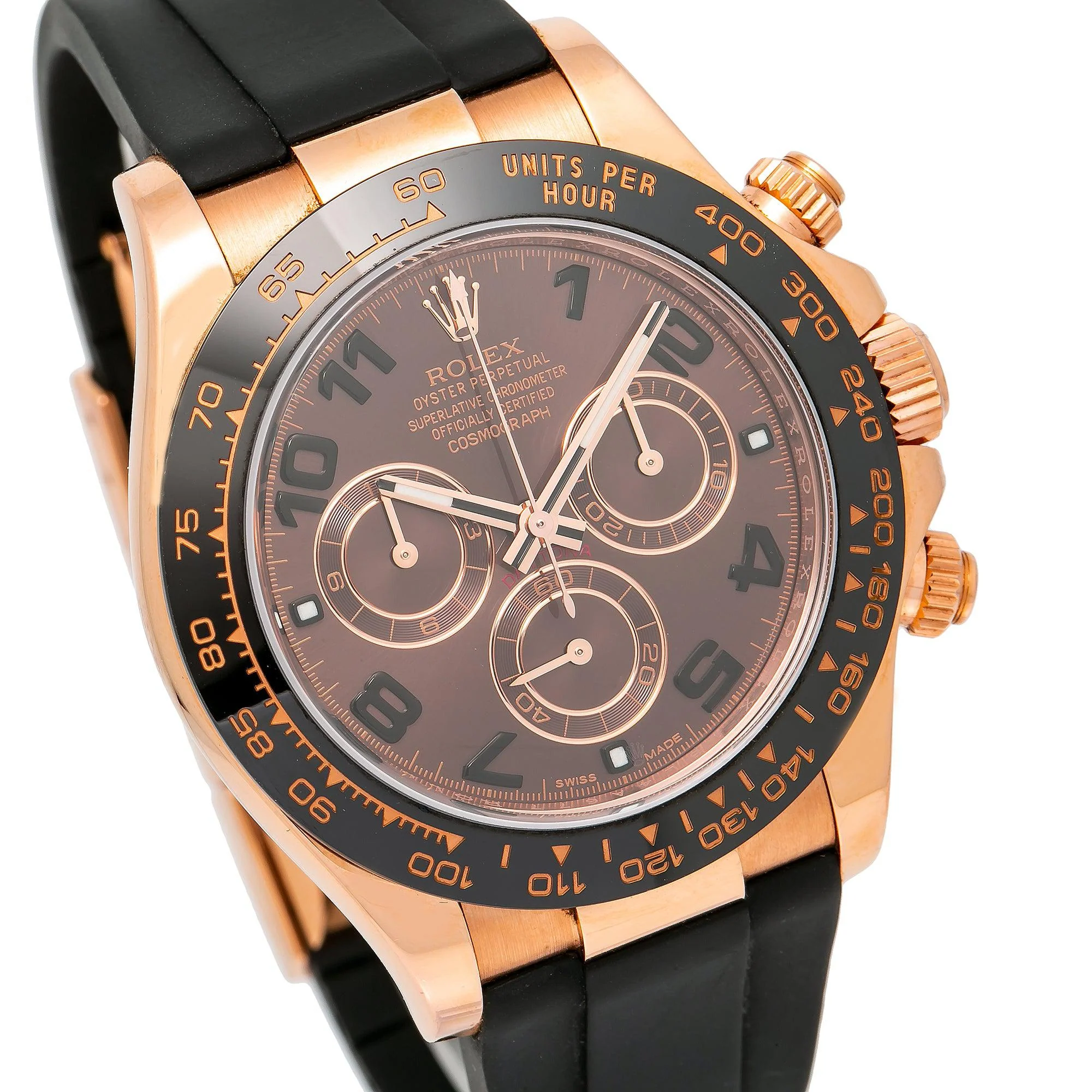 Rolex Cosmograph Daytona 40MM 116515 Chocolate Arabic Dial Black Ceramic Tachymeter Bezel Black Rubber Strap - Image 3