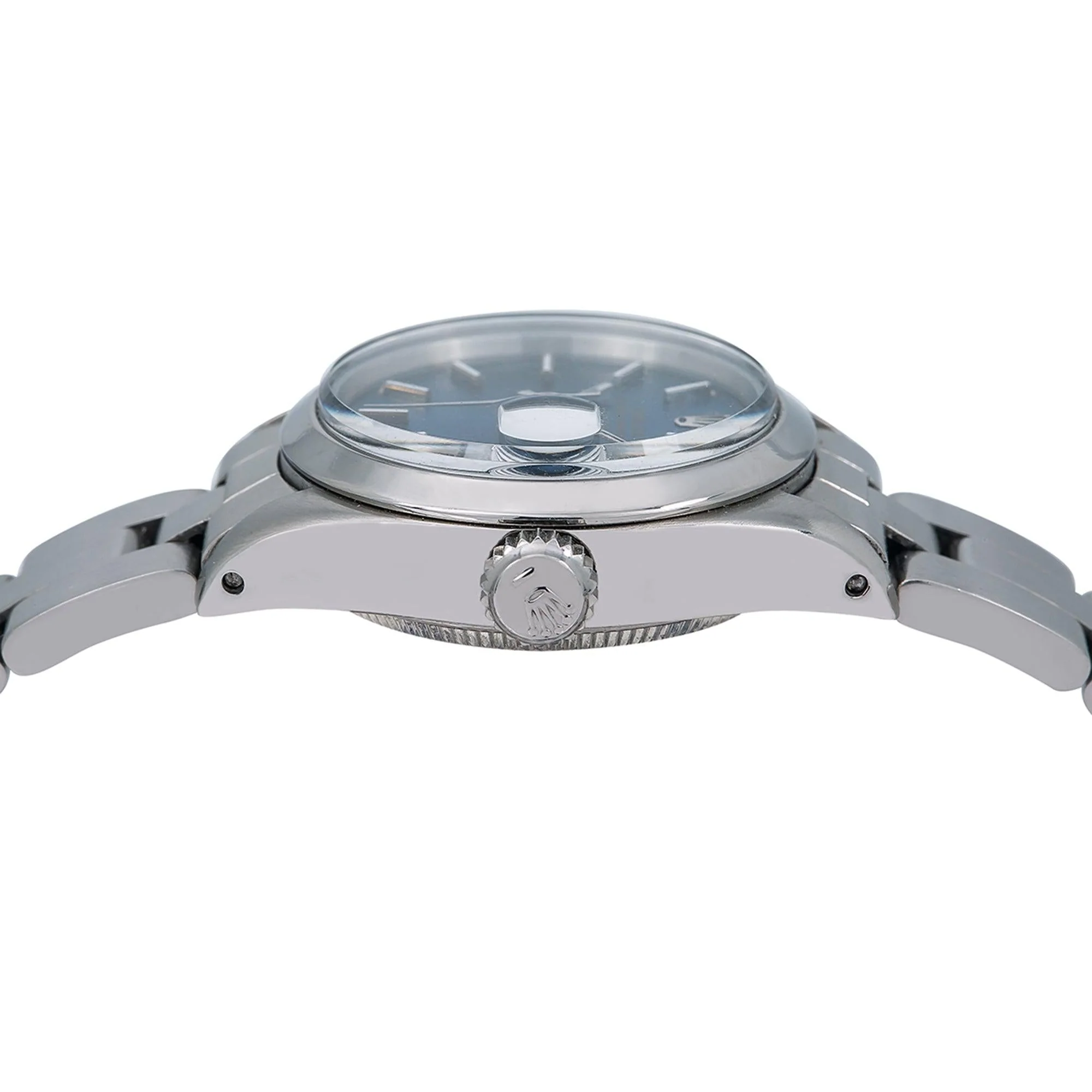 Rolex Date 26MM 69160 Blue Dial Smooth Bezel Stainless Steel Oyster Bracelet - Image 4