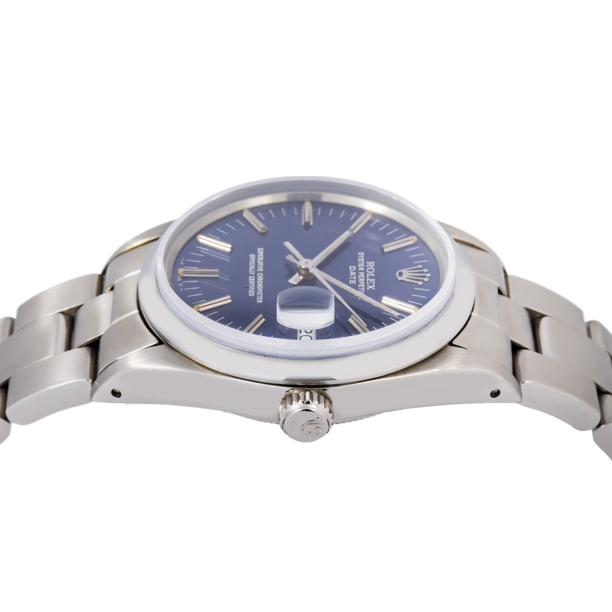 Rolex Date 34MM 14203 Blue Dial Smooth Bezel Stainless Steel Oyster Bracelet - Image 3