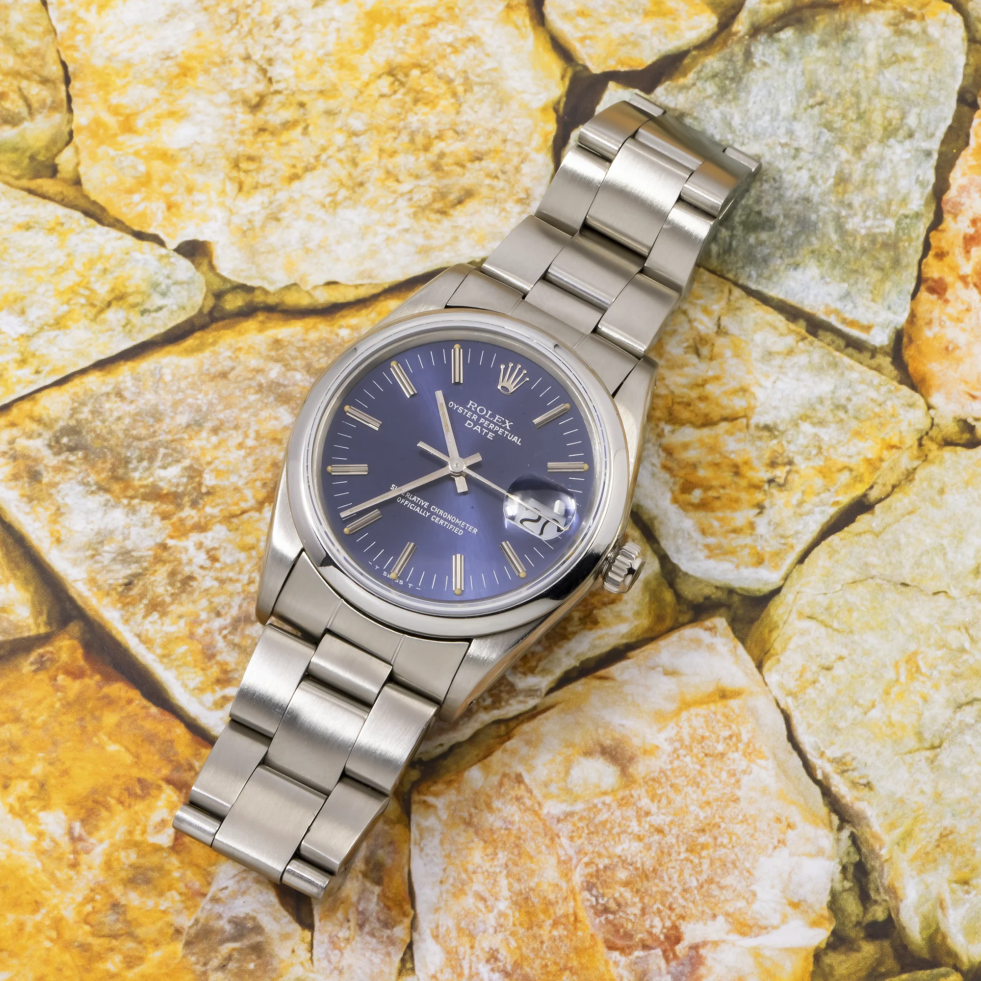 Rolex Date 34MM 14203 Blue Dial Smooth Bezel Stainless Steel Oyster Bracelet - Image 5