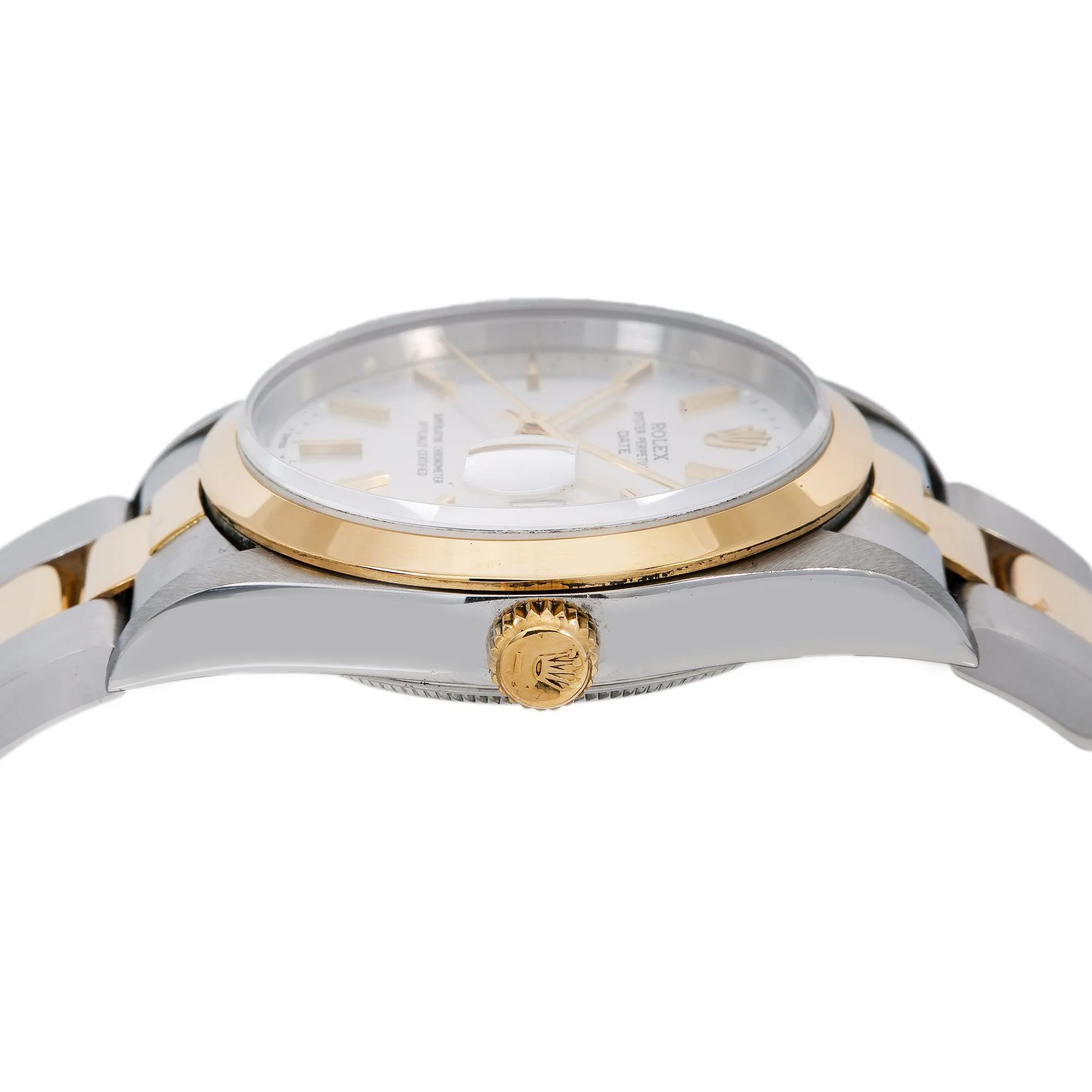 Rolex Date 34MM 15223 Silver Dial Smooth Bezel Two Tone Yellow Gold Oyster Bracelet - Image 4