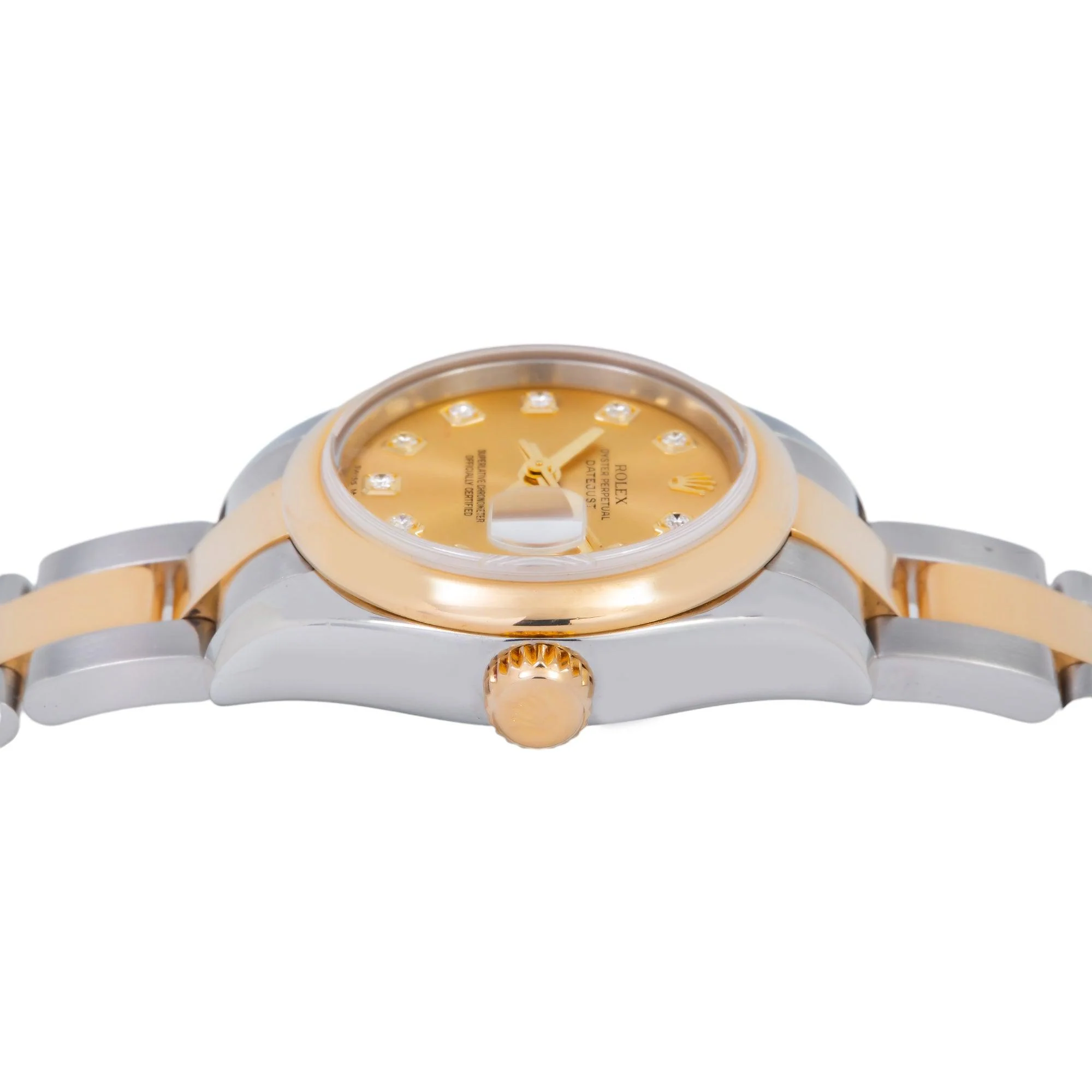 Rolex Datejust 26MM 179163 Champagne Diamond Dial Smooth Bezel Two Tone Yellow Gold Oyster Bracelet - Image 5