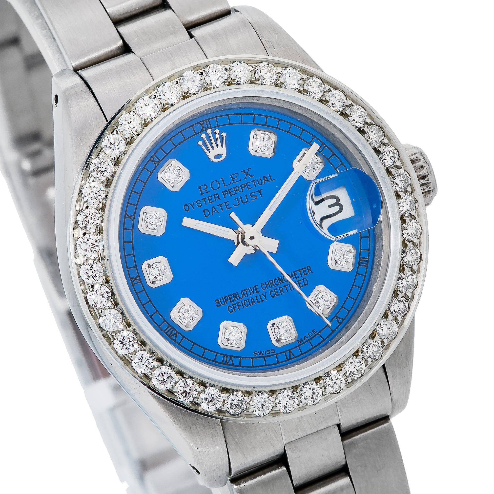 Rolex Datejust 26MM 6916 Blue Diamond Dial Diamond Bezel Stainless Steel Oyster Bracelet - Image 3