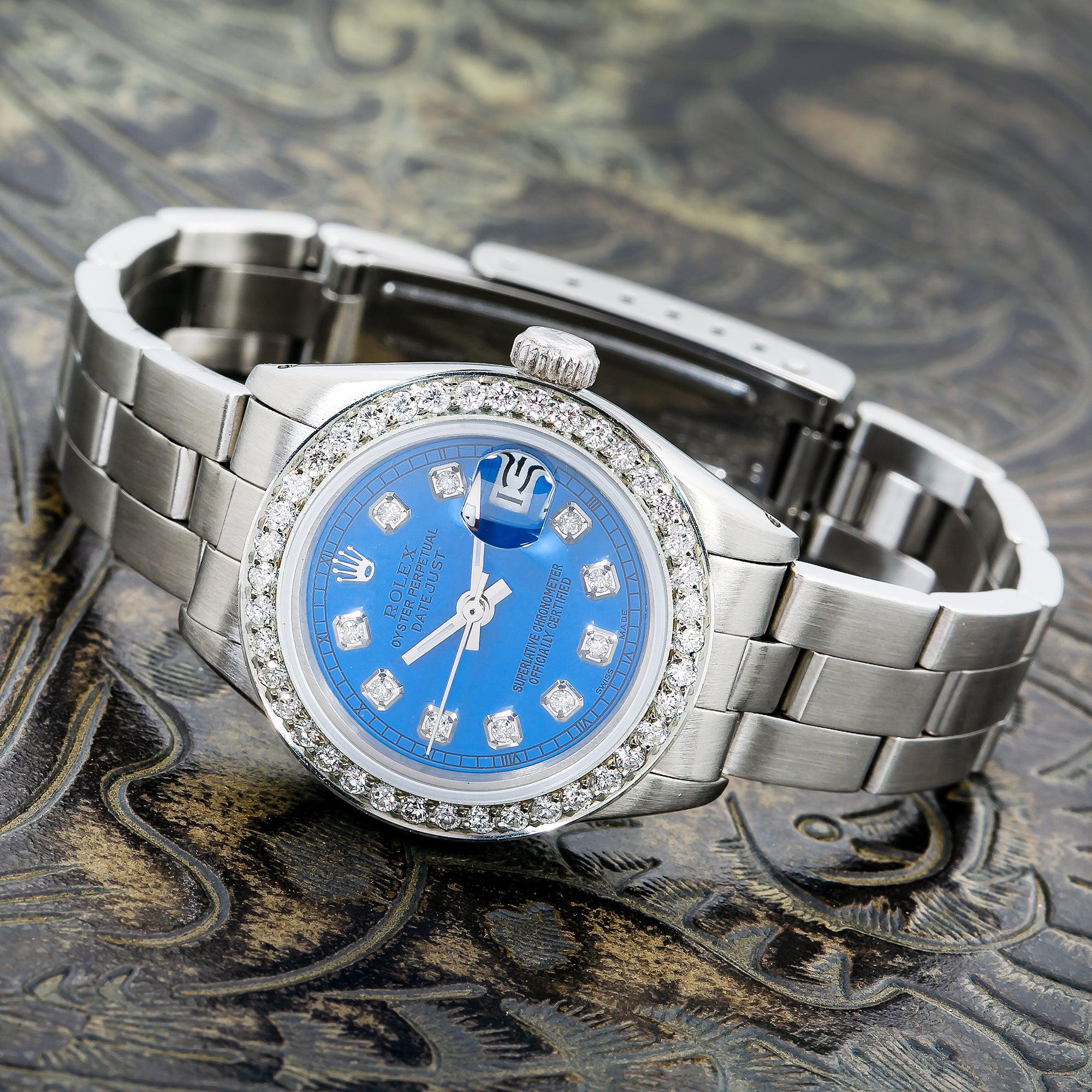 Rolex Datejust 26MM 6916 Blue Diamond Dial Diamond Bezel Stainless Steel Oyster Bracelet - Image 5