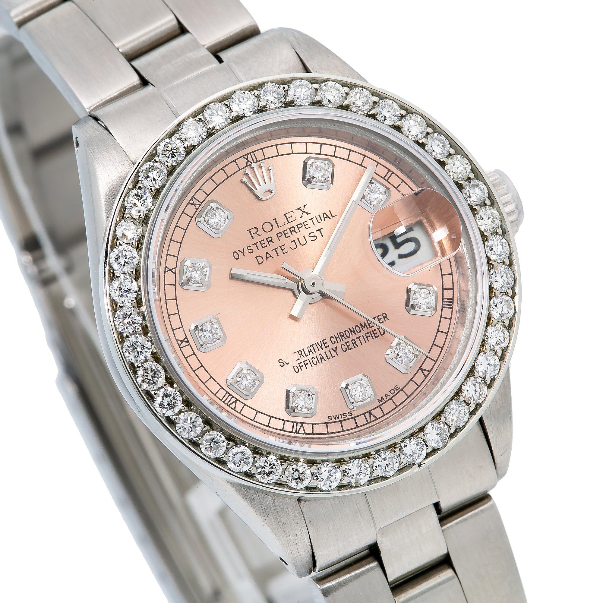 Rolex Datejust 26MM 69160 Everose Diamond Dial Diamond Bezel Stainless Steel Oyster Bracelet - Image 3