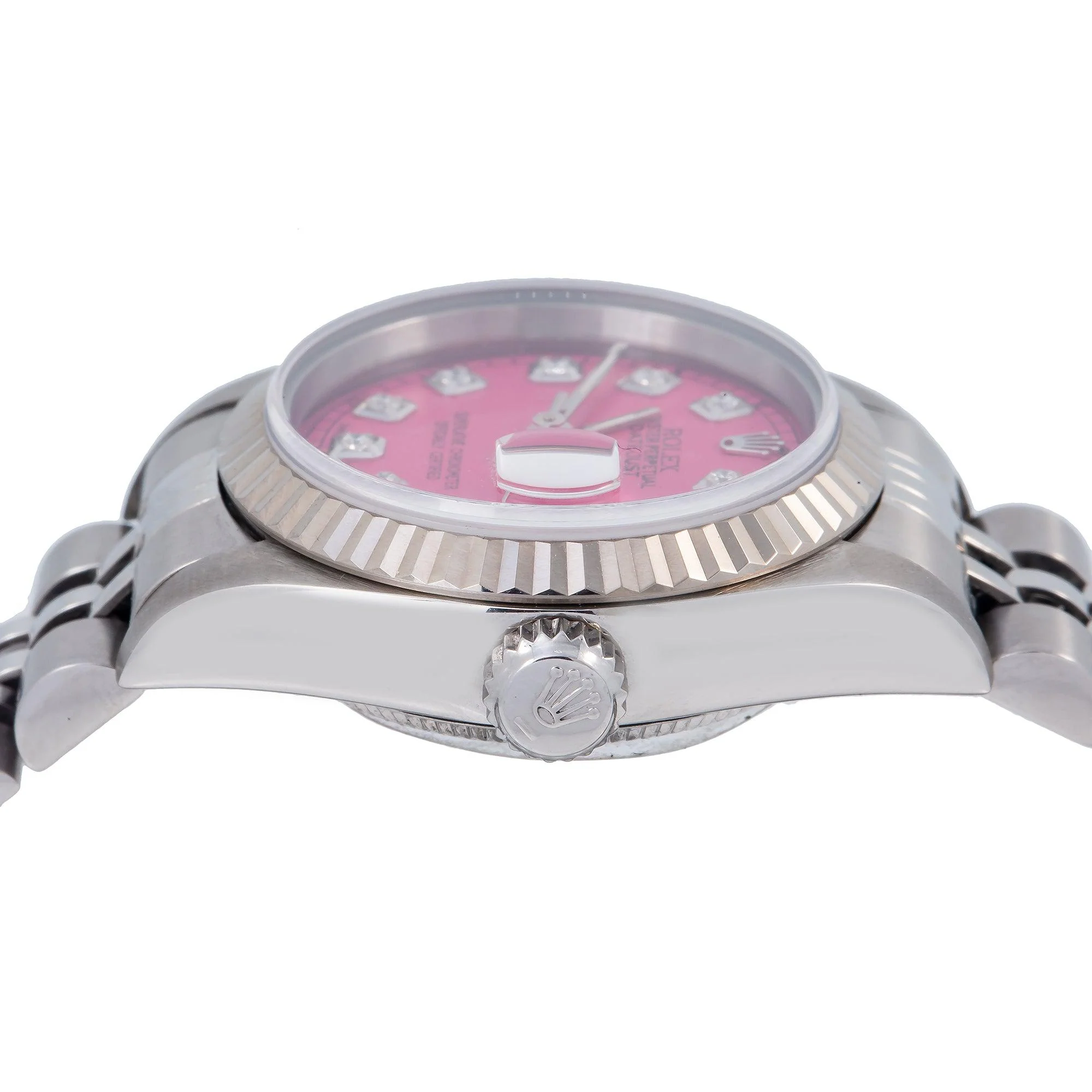Rolex Datejust 26MM 69160 Pink Diamond Dial Fluted Bezel Stainless Steel Jubilee Bracelet - Image 5