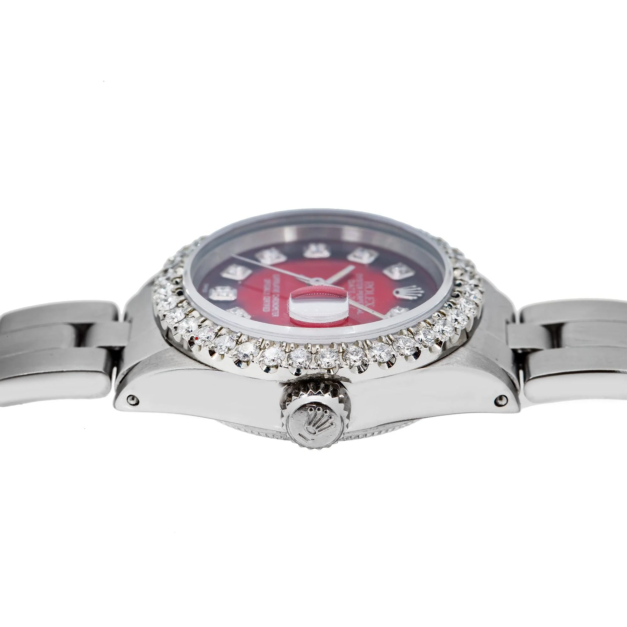 Rolex Datejust 26MM 69160 Red Diamond Dial Diamond Bezel Stainless Steel Oyster Bracelet - Image 5