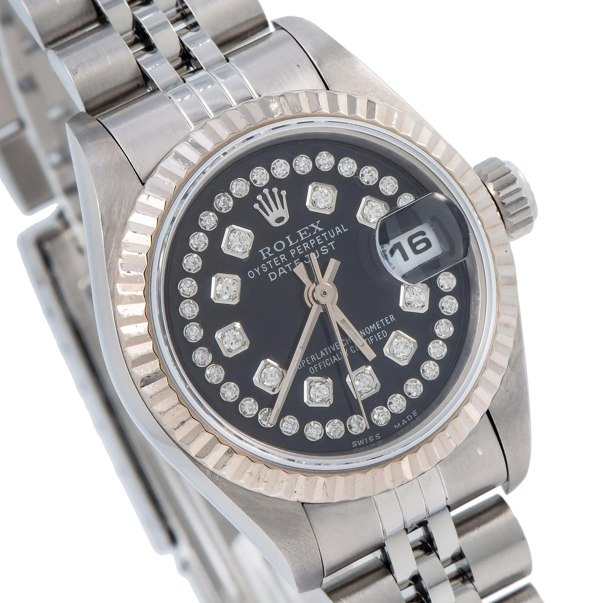 Rolex Datejust 26MM 6917 Black Diamond Dial Fluted Bezel Stainless Steel Jubilee Bracelet - Image 3