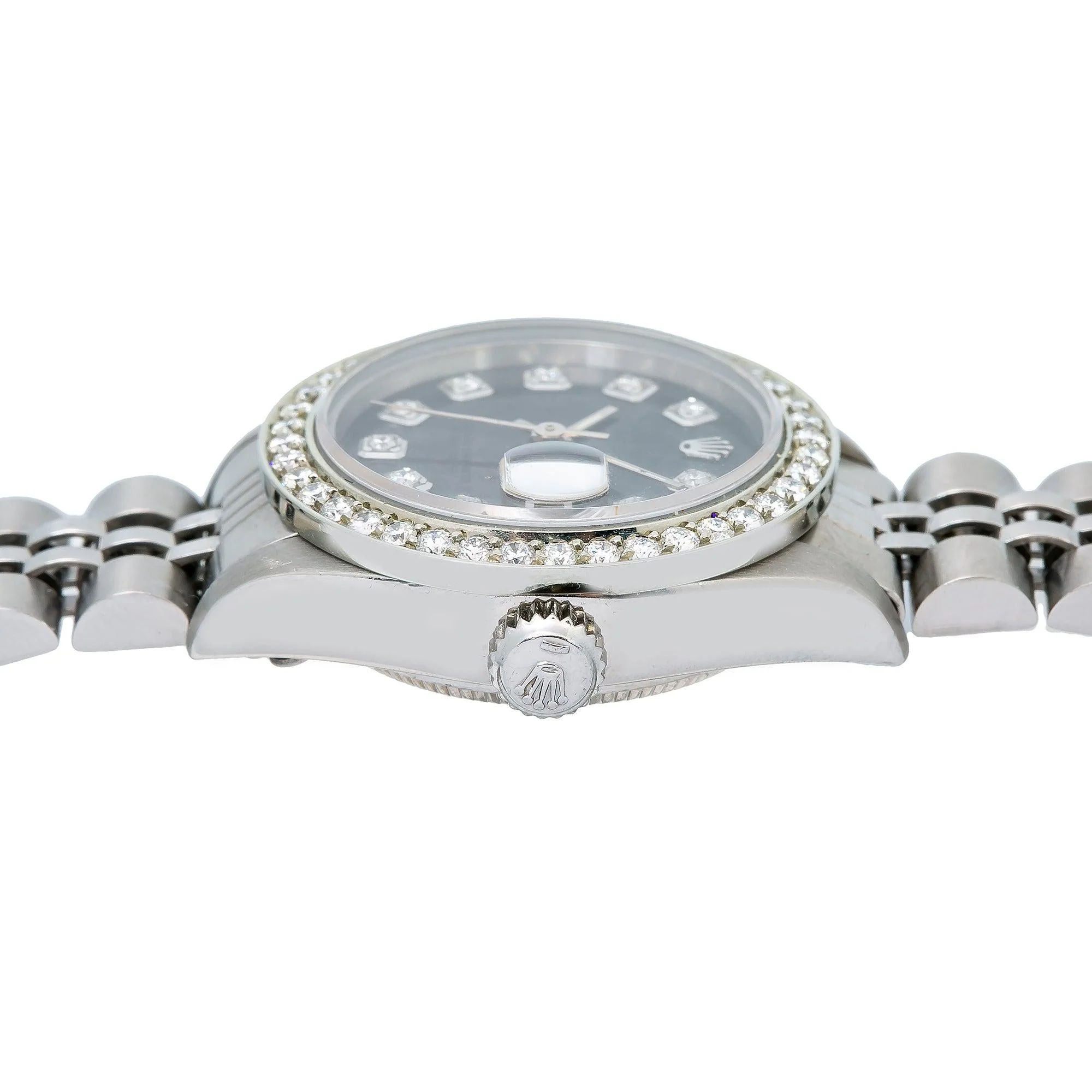 Rolex Datejust 26MM 6917 Black Mother of Pearl Diamond Dial Diamond Bezel Stainless Steel Jubilee Bracelet - Image 4