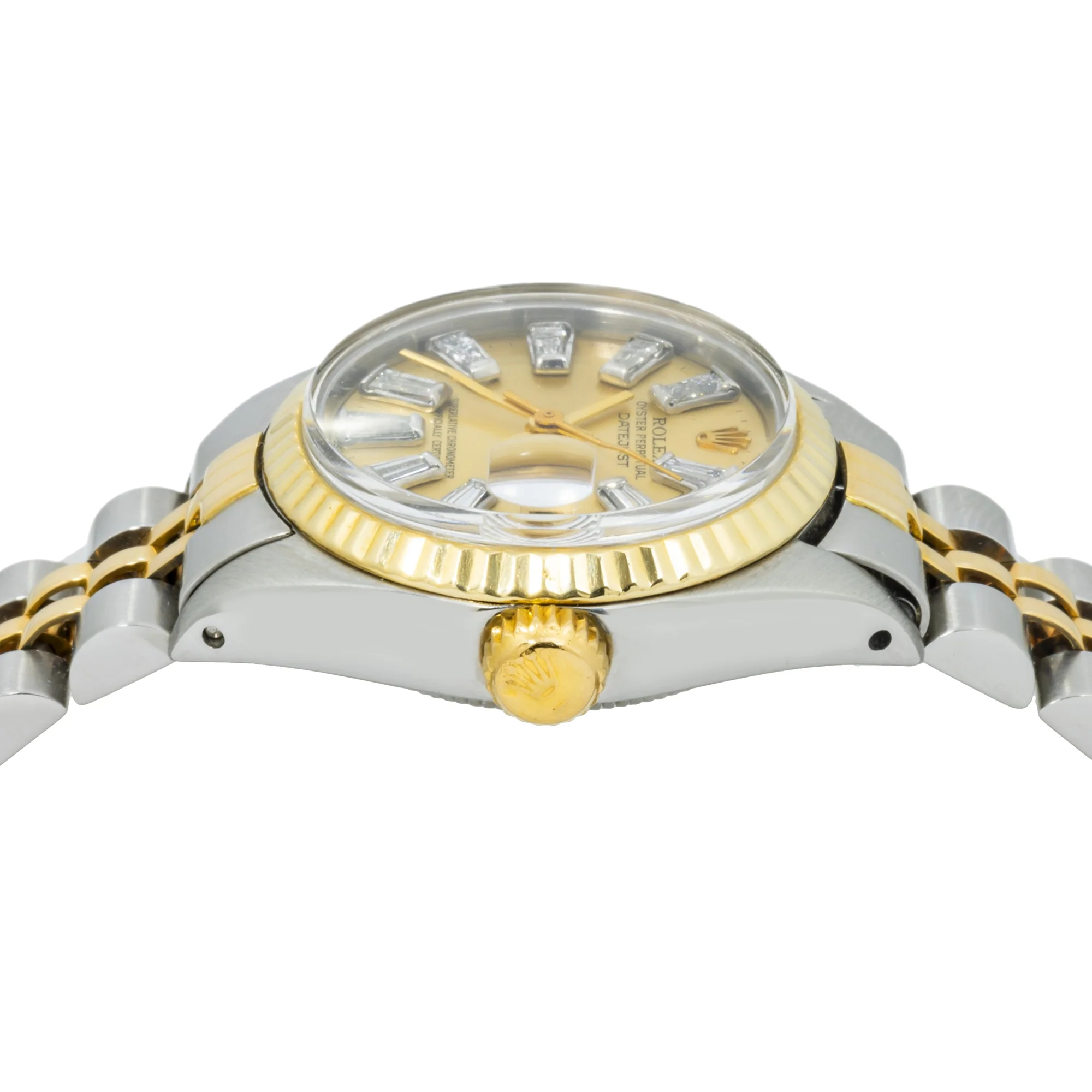 Rolex Datejust 26MM 6917 Champagne Baguette Diamond Dial Fluted Bezel Two Tone Yellow Gold Jubilee Bracelet 0.5ct - Image 5