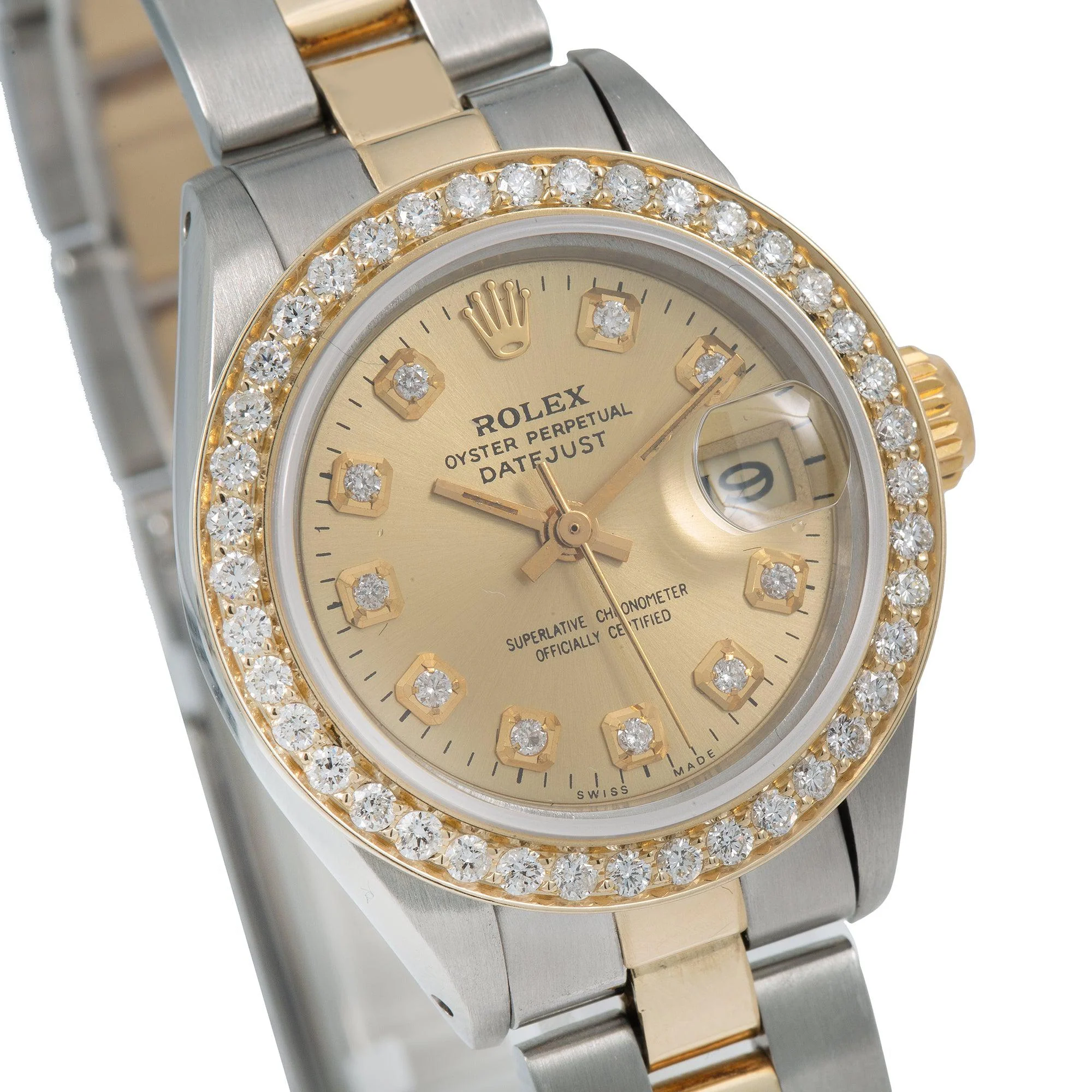 Rolex Datejust 26MM 6917 Champagne Diamond Dial Diamond Bezel Two Tone Yellow Gold Oyster Bracelet 0.9ct - Image 3