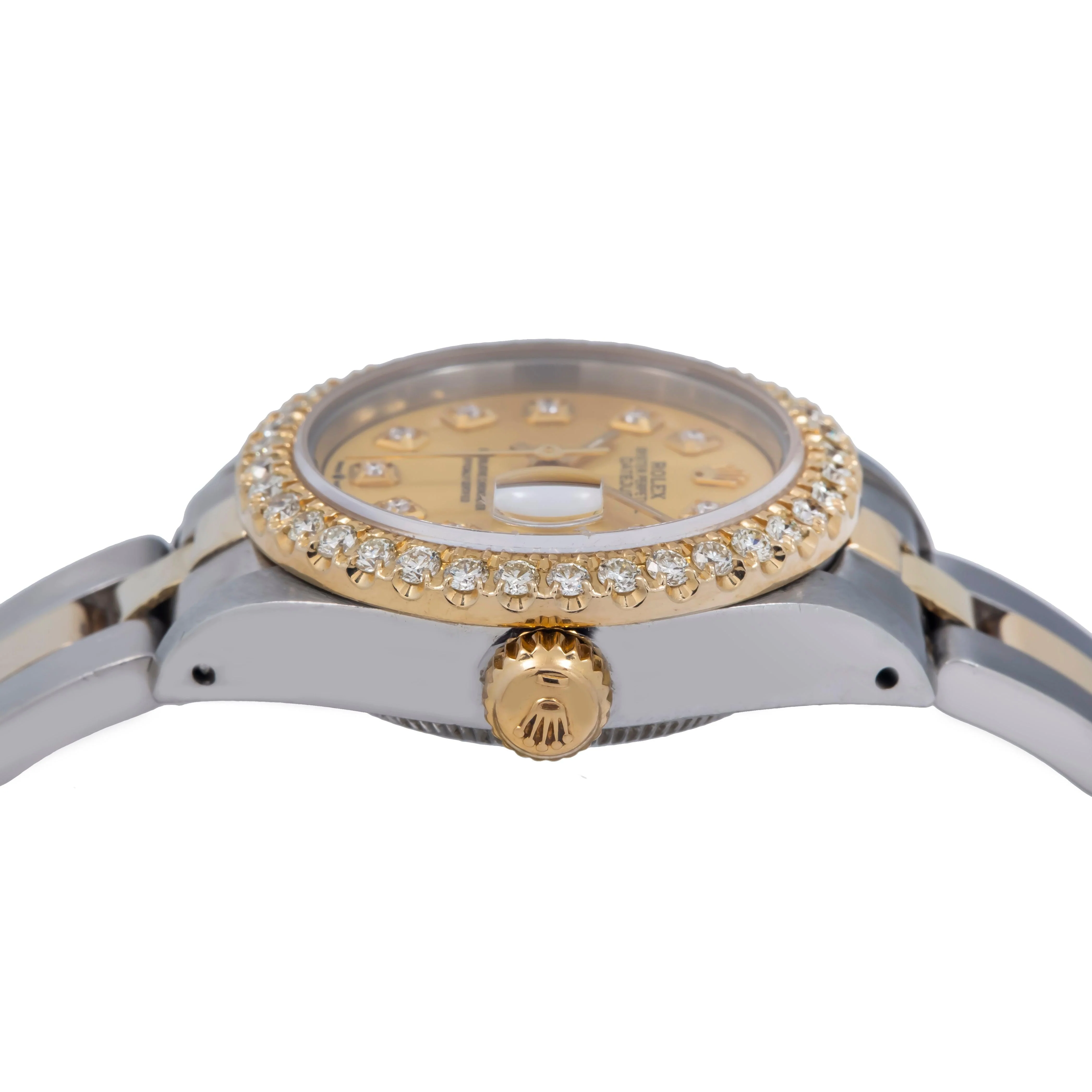 Rolex Datejust 26MM 6917 Champagne Diamond Dial Diamond Bezel Two Tone Yellow Gold Oyster Bracelet - Image 5